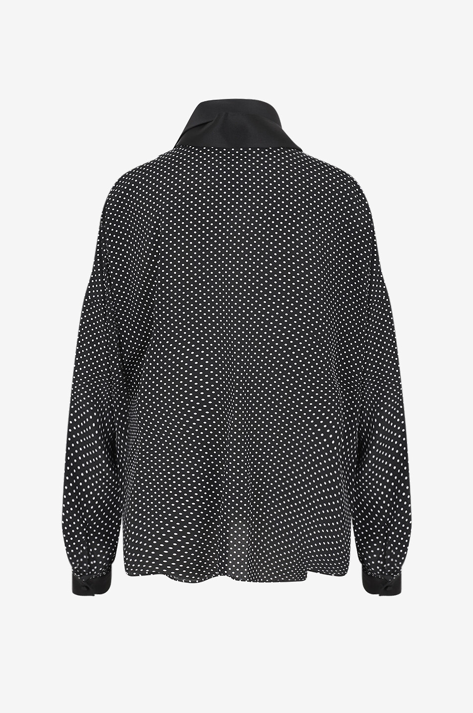 TOM FORD Blouse ample à lavallière en soie à pois et détails smoking Femme NOIR 2