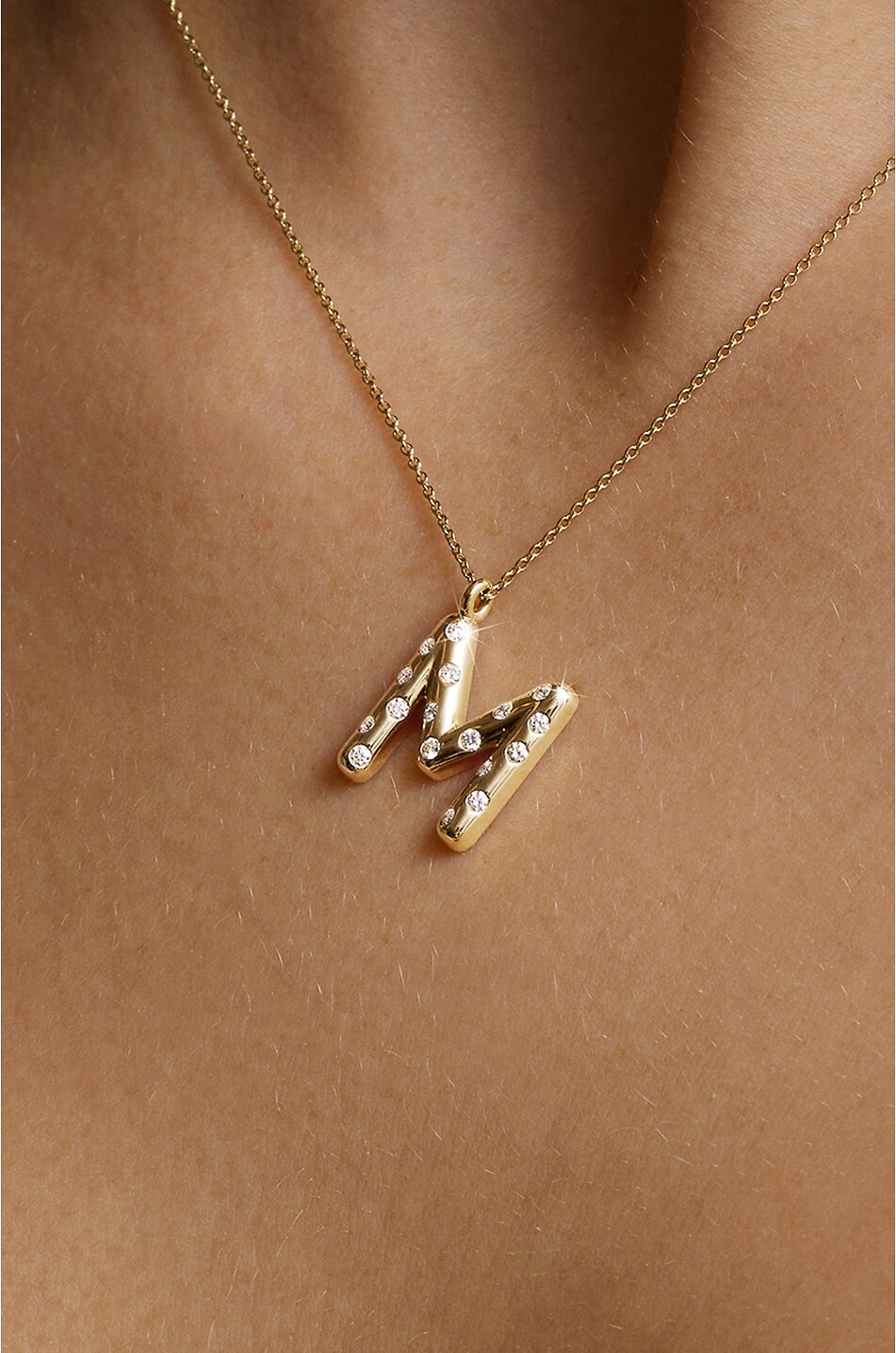 LOEV Halskette aus Gelbgold und Diamanten The Bobby Letter - M Damen GOLDEN 2