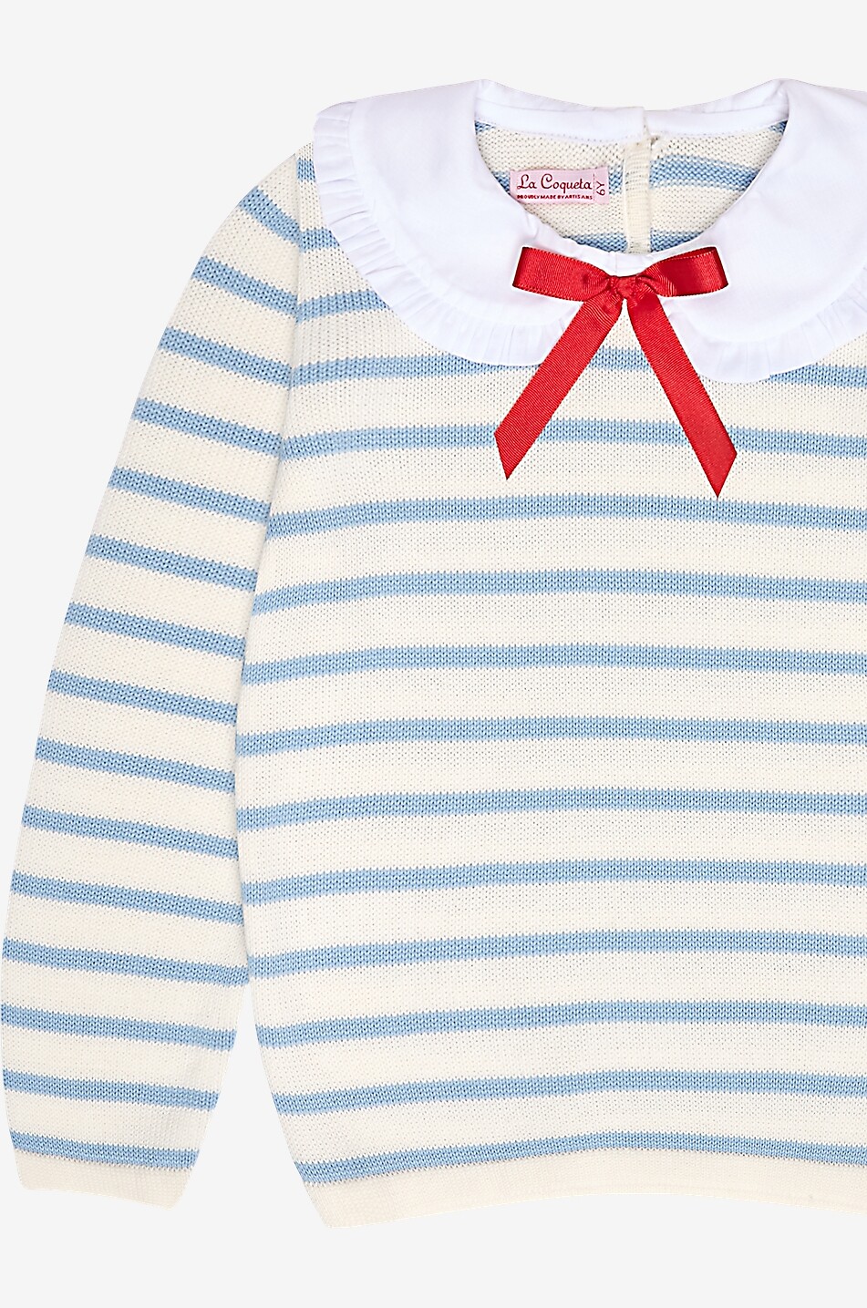 LA COQUETA Pull rayé à col en popeline fille Morissa Fille BLEU CLAIR 3
