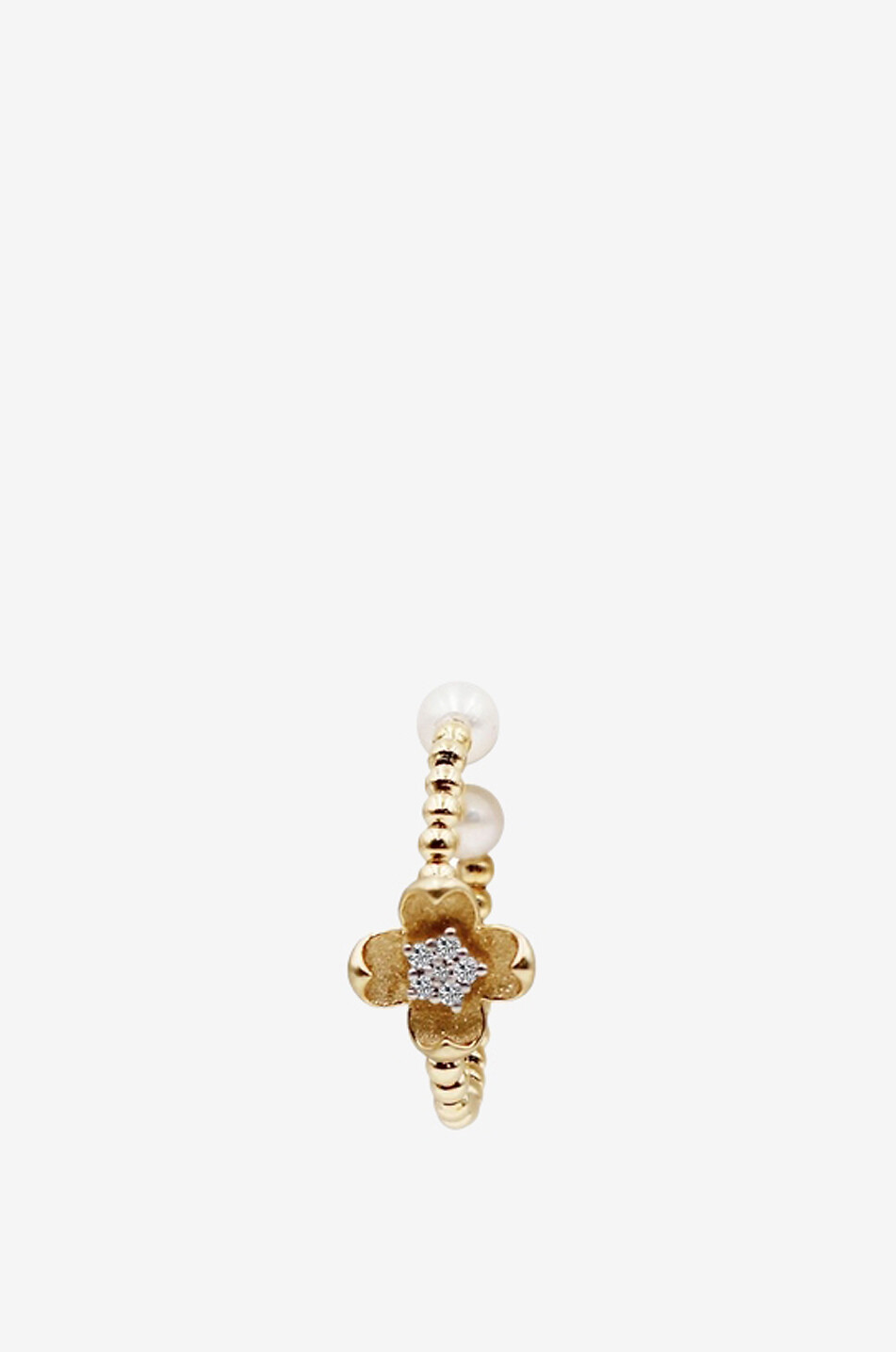 RITA CHRISTENSEN Must-Have single yellow gold hoop earring with diamonds Women GOLDEN 1