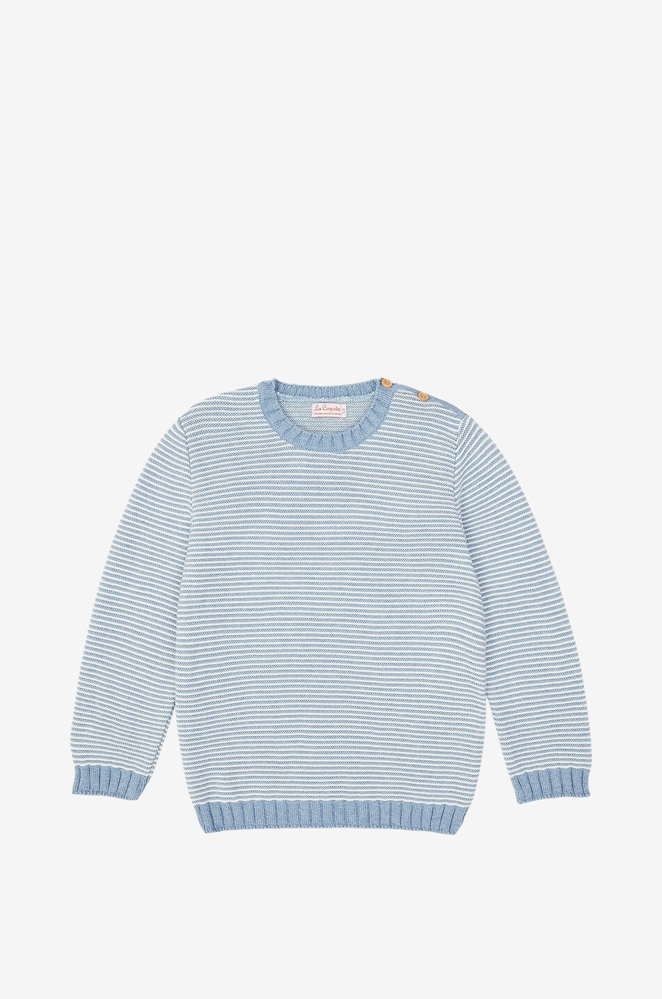 LA COQUETA Pull rayé à col rond en coton garçon Bromo Garçon BLEU CLAIR 1