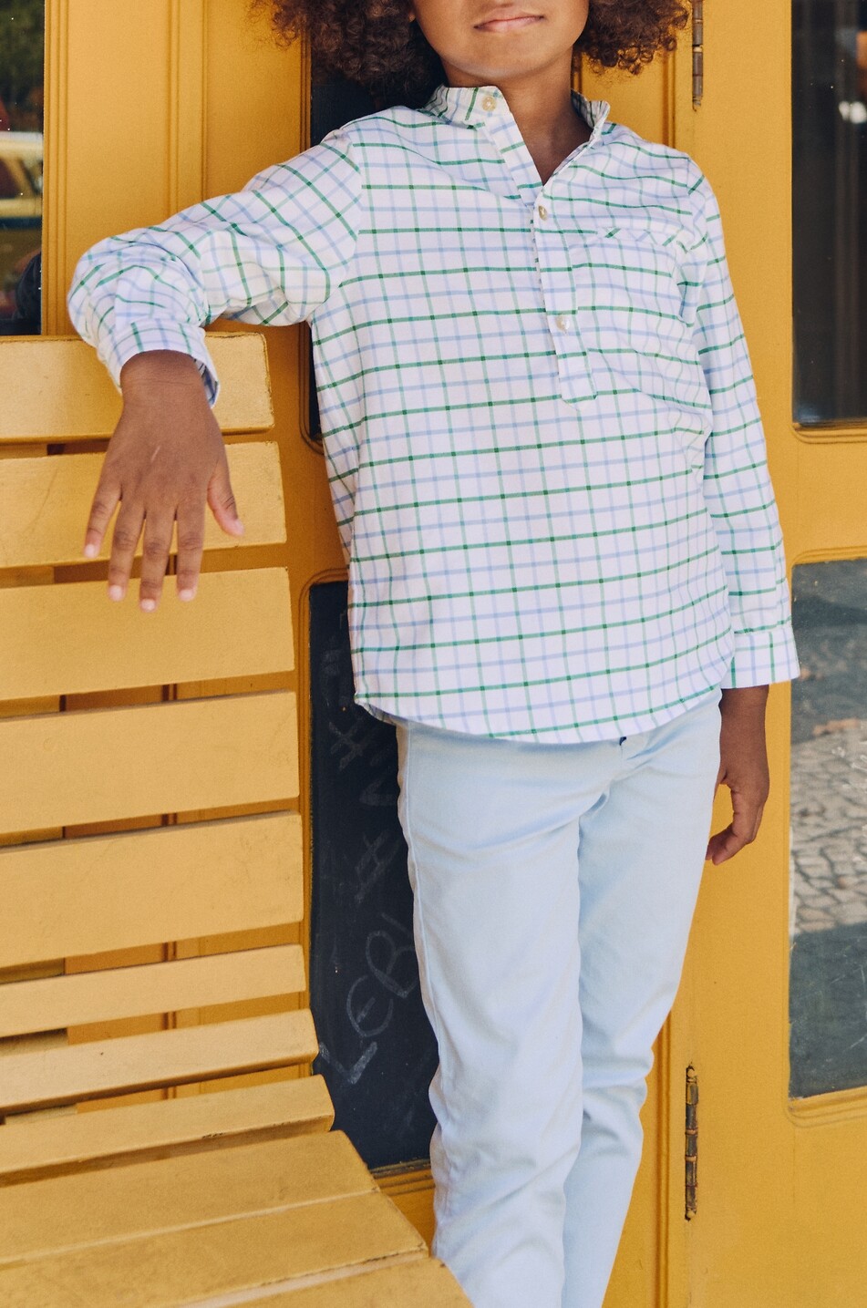 LA COQUETA Mateo boy's checked cotton shirt Boy GREEN 3