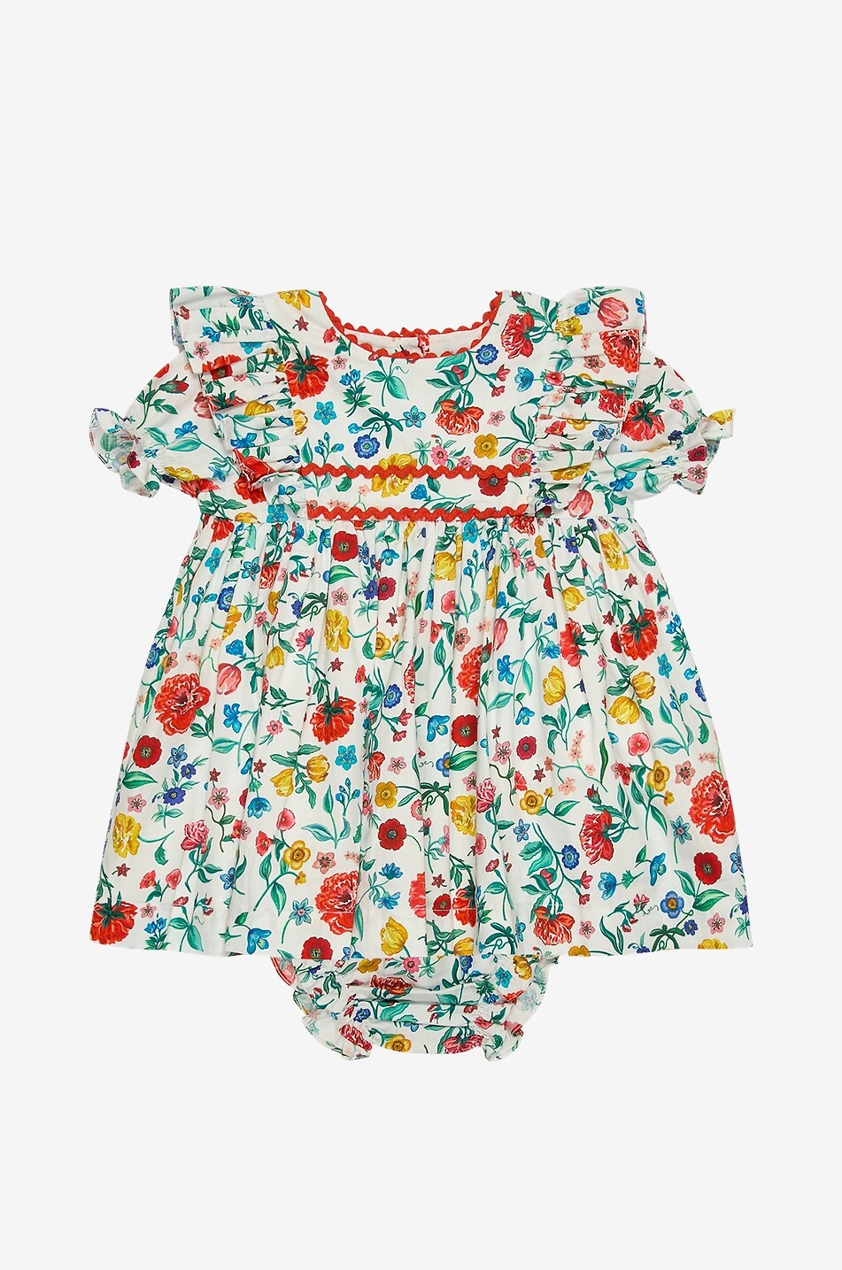LA COQUETA Robe et bloomer en coton fleuri bébé Amapola Bébé BLANC CASSE 1