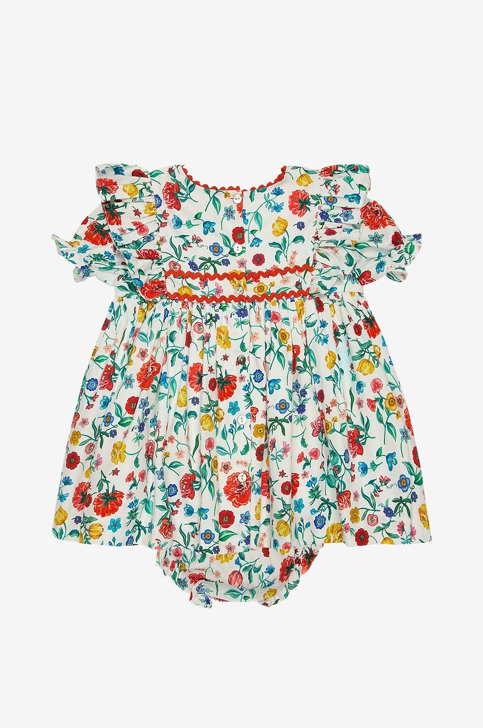 LA COQUETA Robe et bloomer en coton fleuri bébé Amapola Bébé BLANC CASSE 2