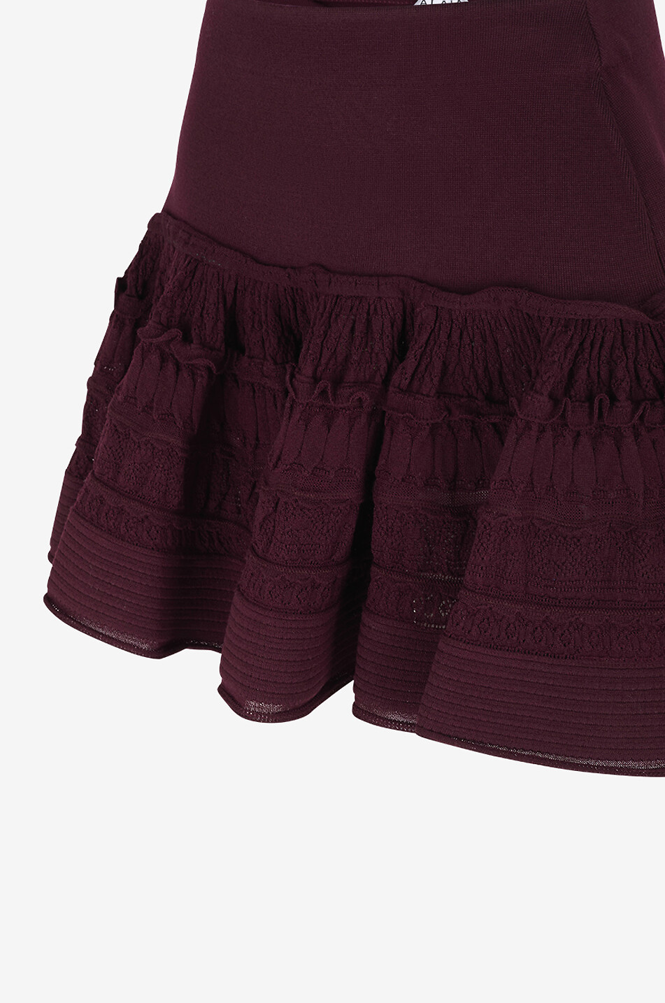 ALAÏA Minijupe en maille de laine Crinoline Femme ROUGE FONCÉ 3