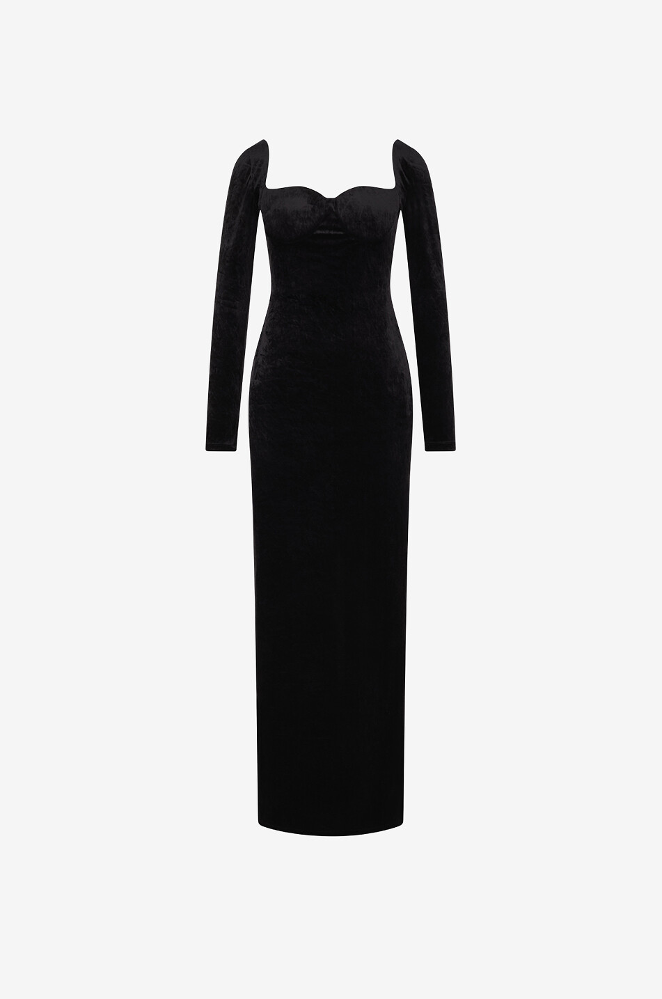 BALENCIAGA Langes figurbetontes Kleid mit Herzausschnitt aus Samt Damen SCHWARZ 1