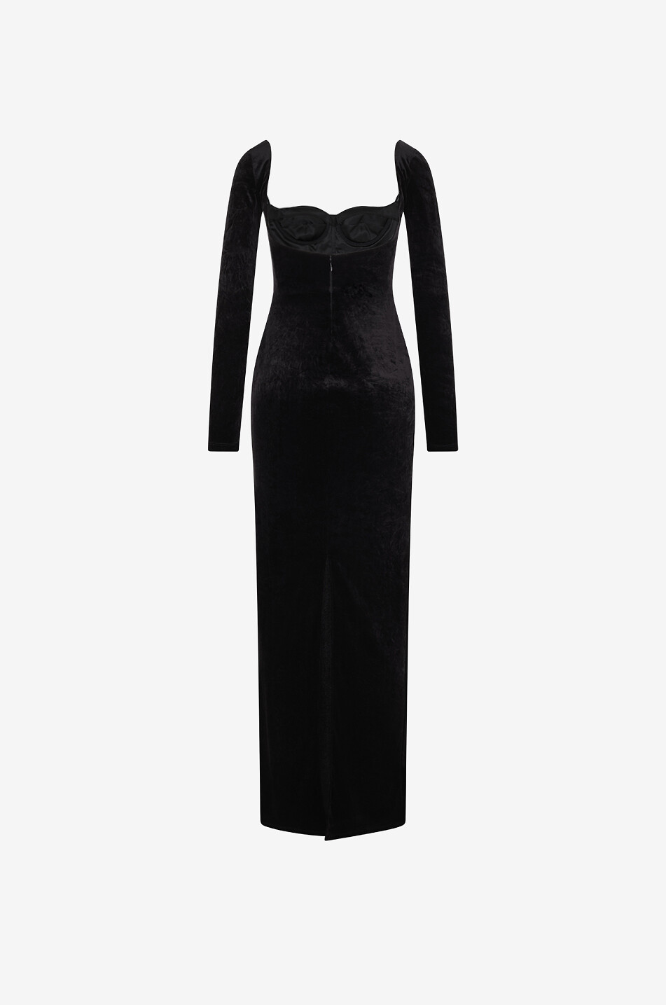 BALENCIAGA Langes figurbetontes Kleid mit Herzausschnitt aus Samt Damen SCHWARZ 2