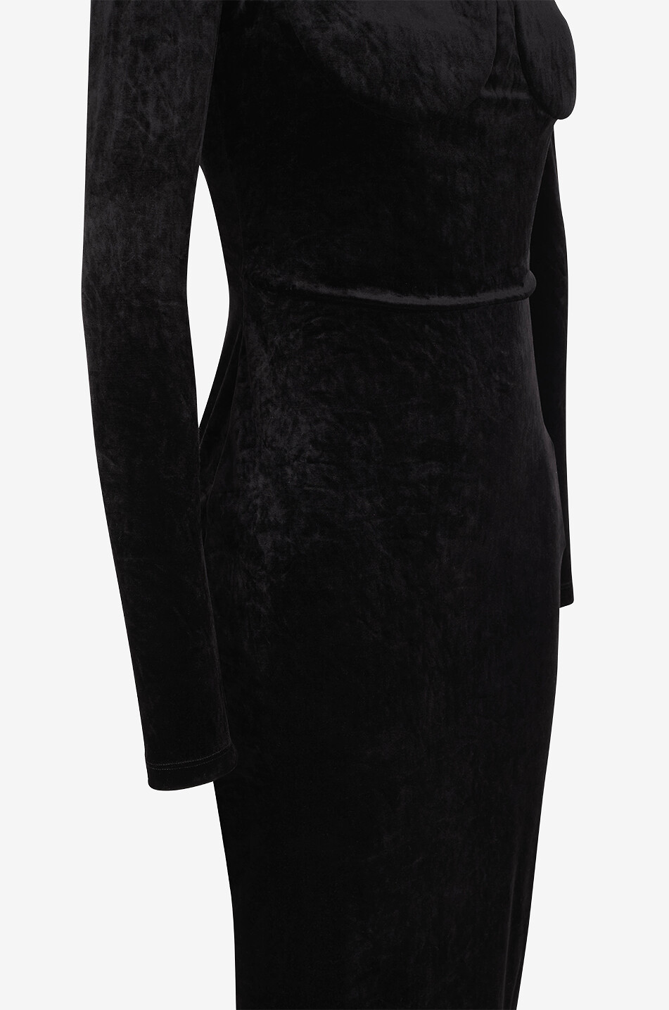 BALENCIAGA Langes figurbetontes Kleid mit Herzausschnitt aus Samt Damen SCHWARZ 3