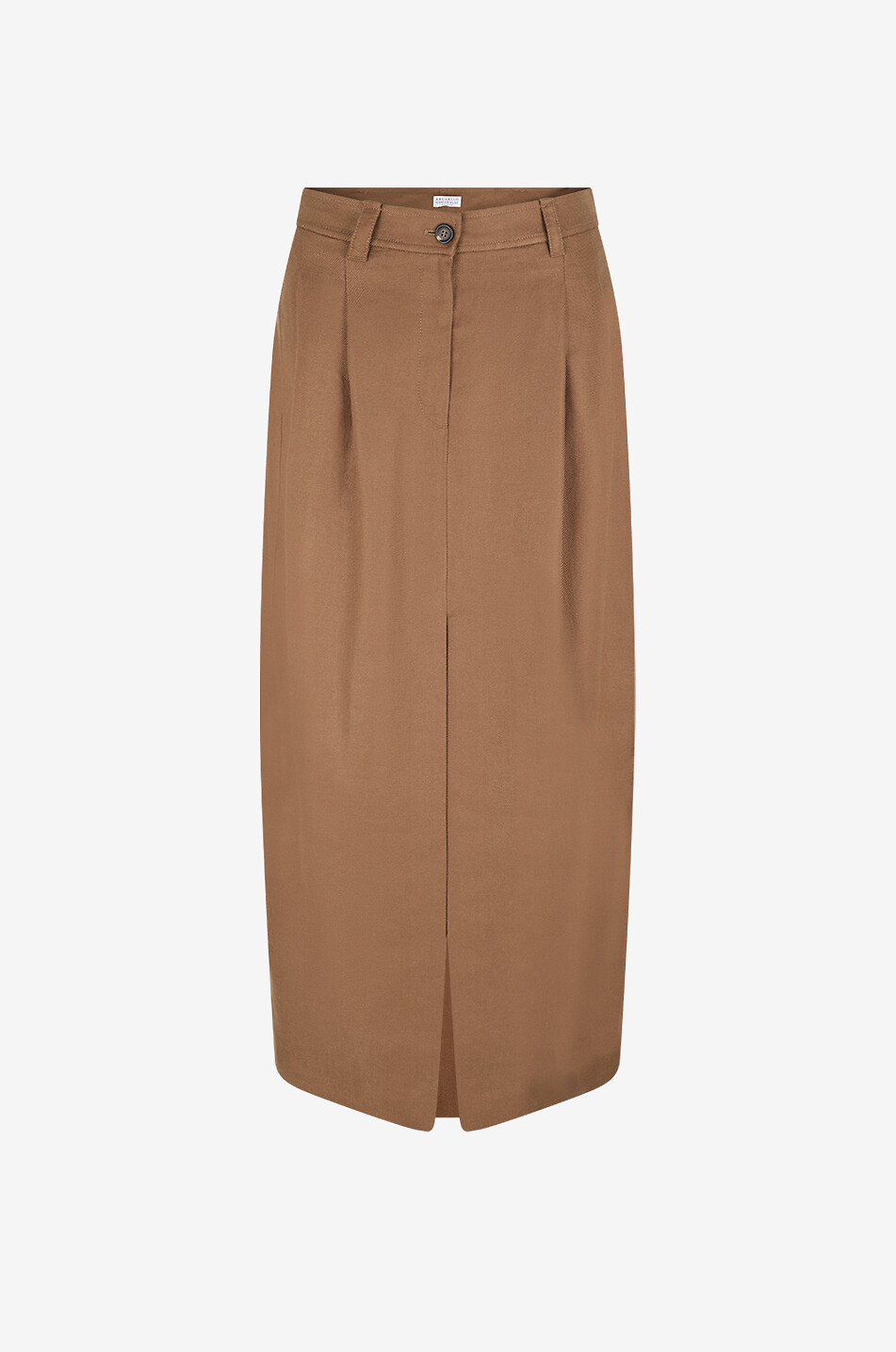 BRUNELLO CUCINELLI Jupe longue en lin à pinces Sartorial Monili Femme MARRON 1