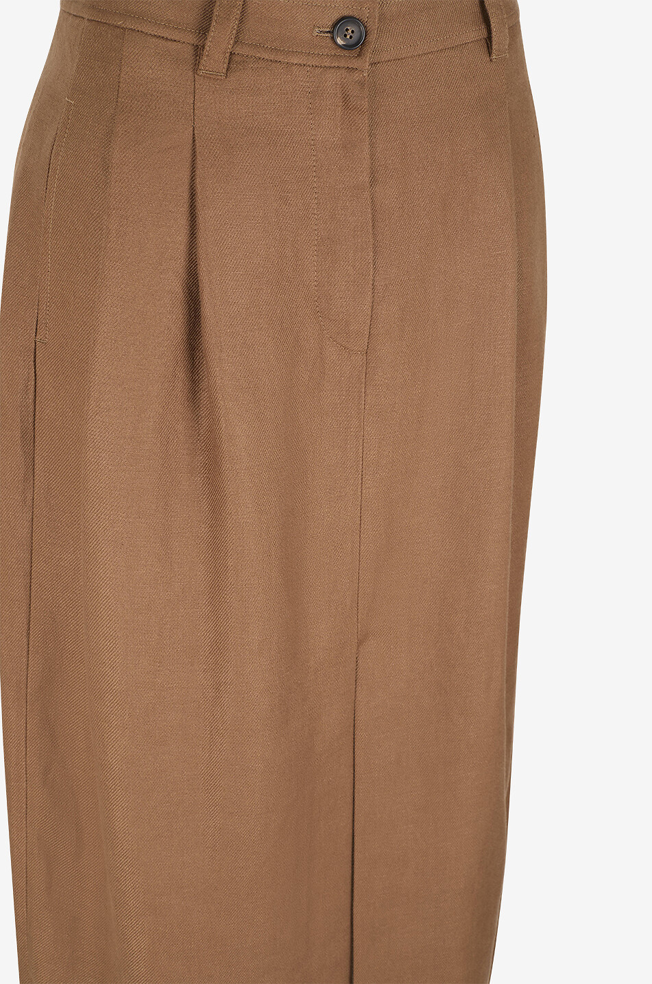 BRUNELLO CUCINELLI Jupe longue en lin à pinces Sartorial Monili Femme MARRON 3