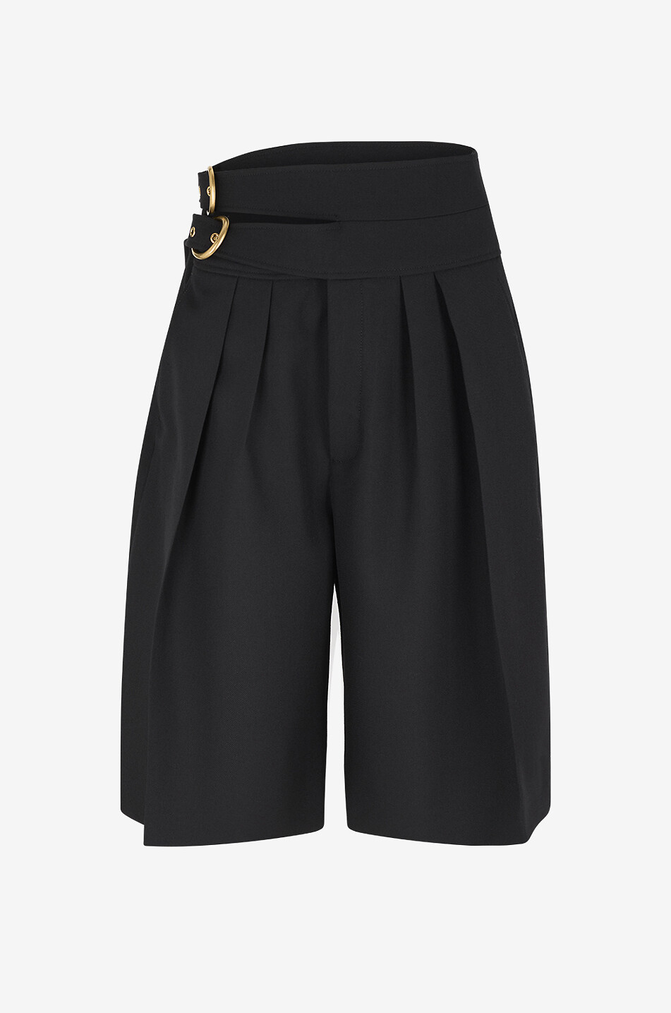 CHLOE Short taille haute à pinces en laine Femme NOIR 1
