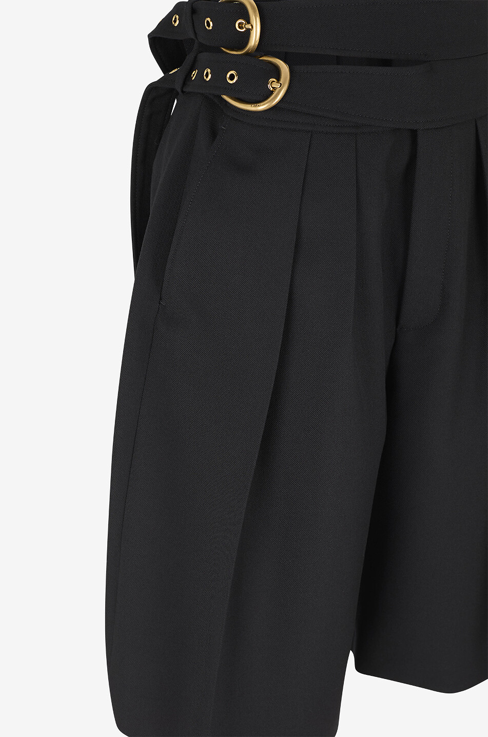 CHLOE Short taille haute à pinces en laine Femme NOIR 3