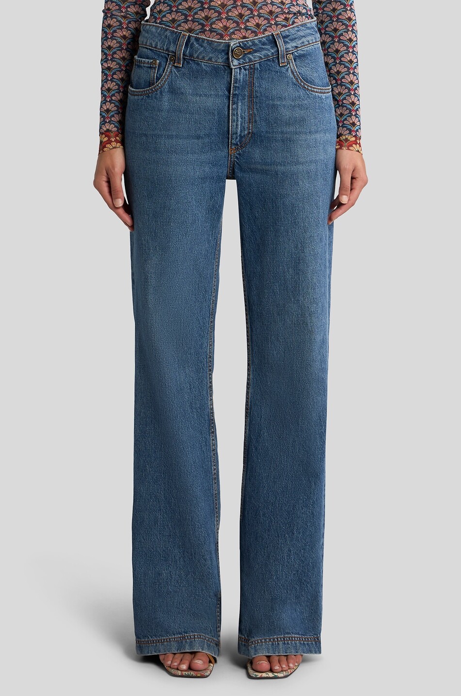 ETRO Pegaso faded cotton bootcut jeans Women BLUE 3