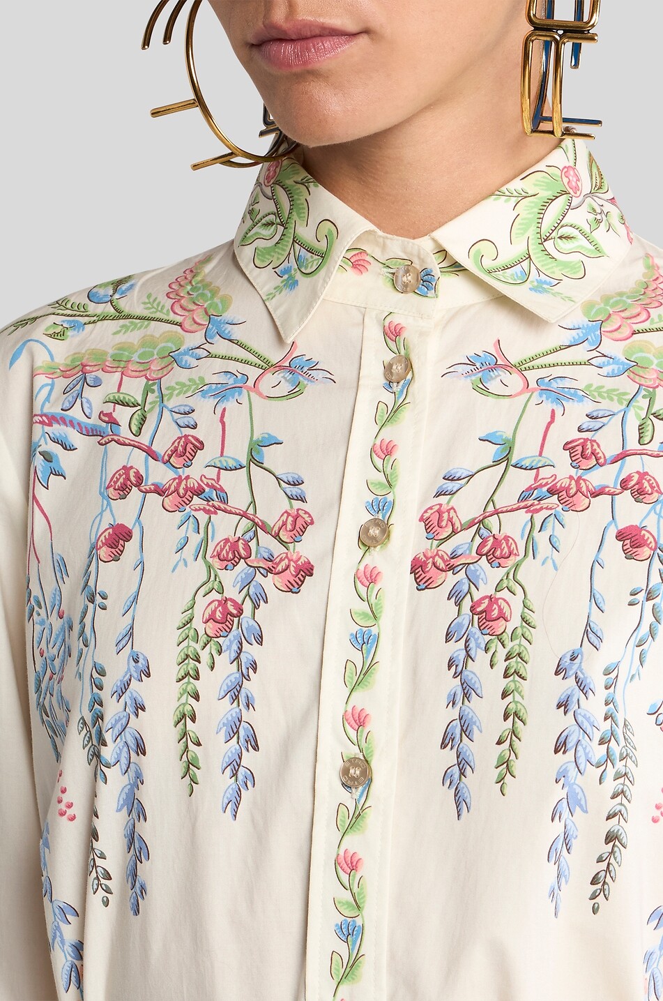 ETRO Floral cotton long shirt dress Women MULTI COLOURED 5