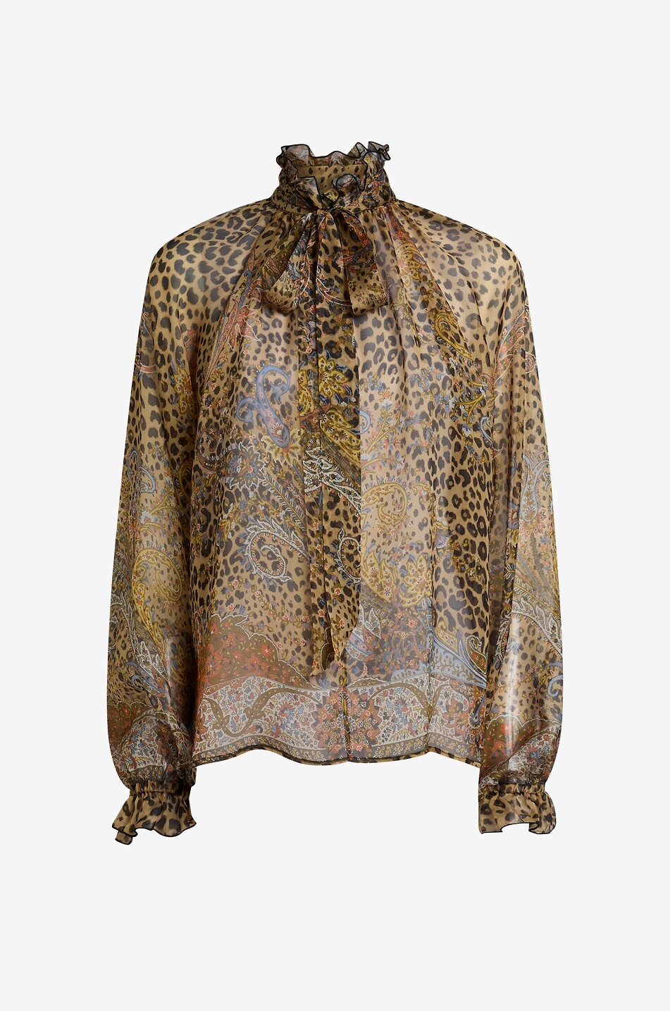 ETRO Animal Paisley silk chiffon blouse with necktie Women MULTI COLOURED 1