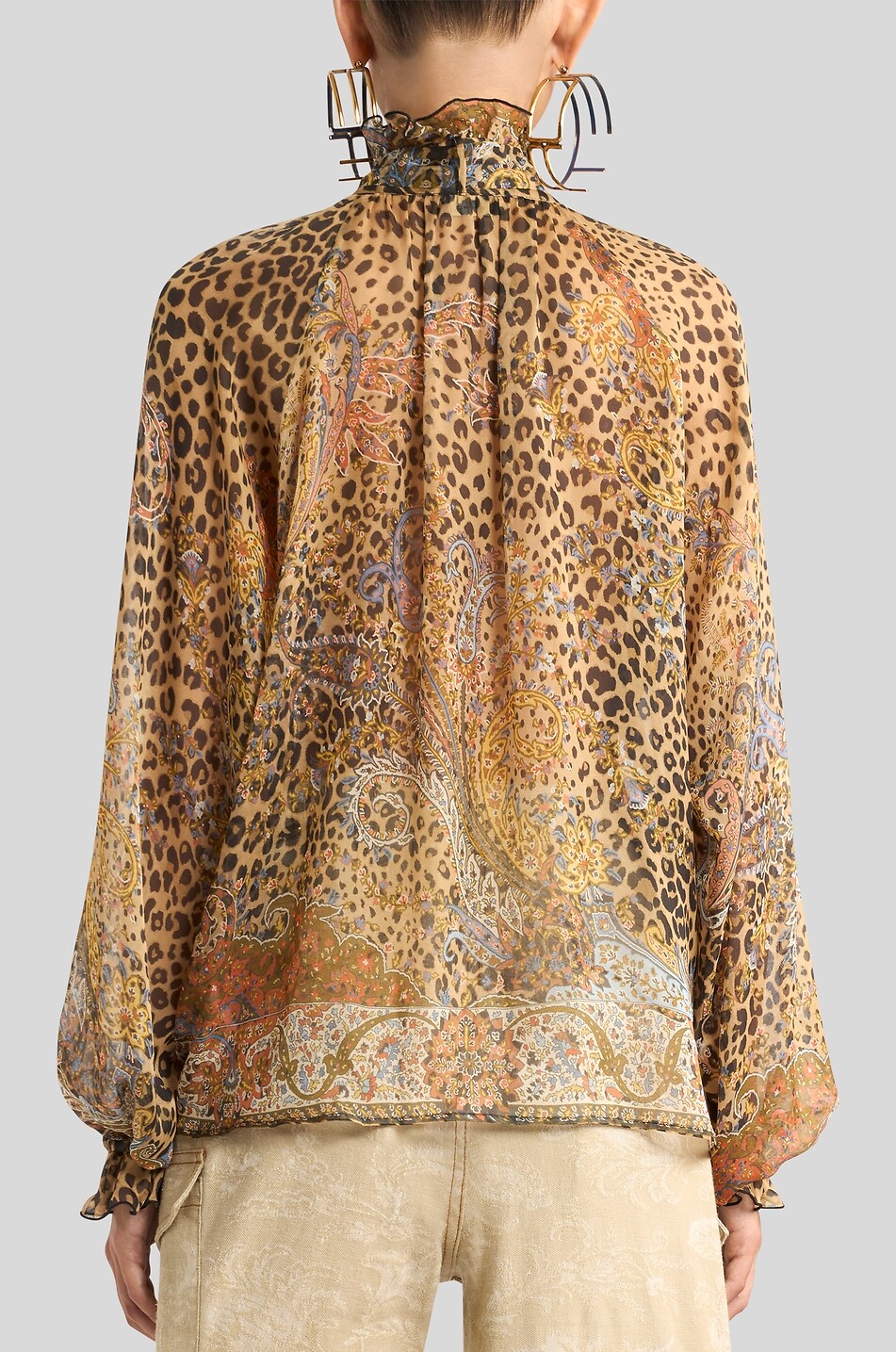 ETRO Animal Paisley silk chiffon blouse with necktie Women MULTI COLOURED 4