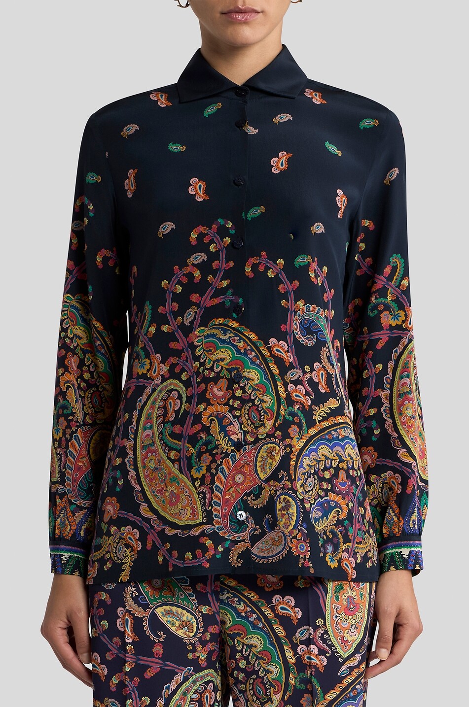 ETRO Hemd aus Seide mit Print Floral Paisley Placé Damen BUNT 3