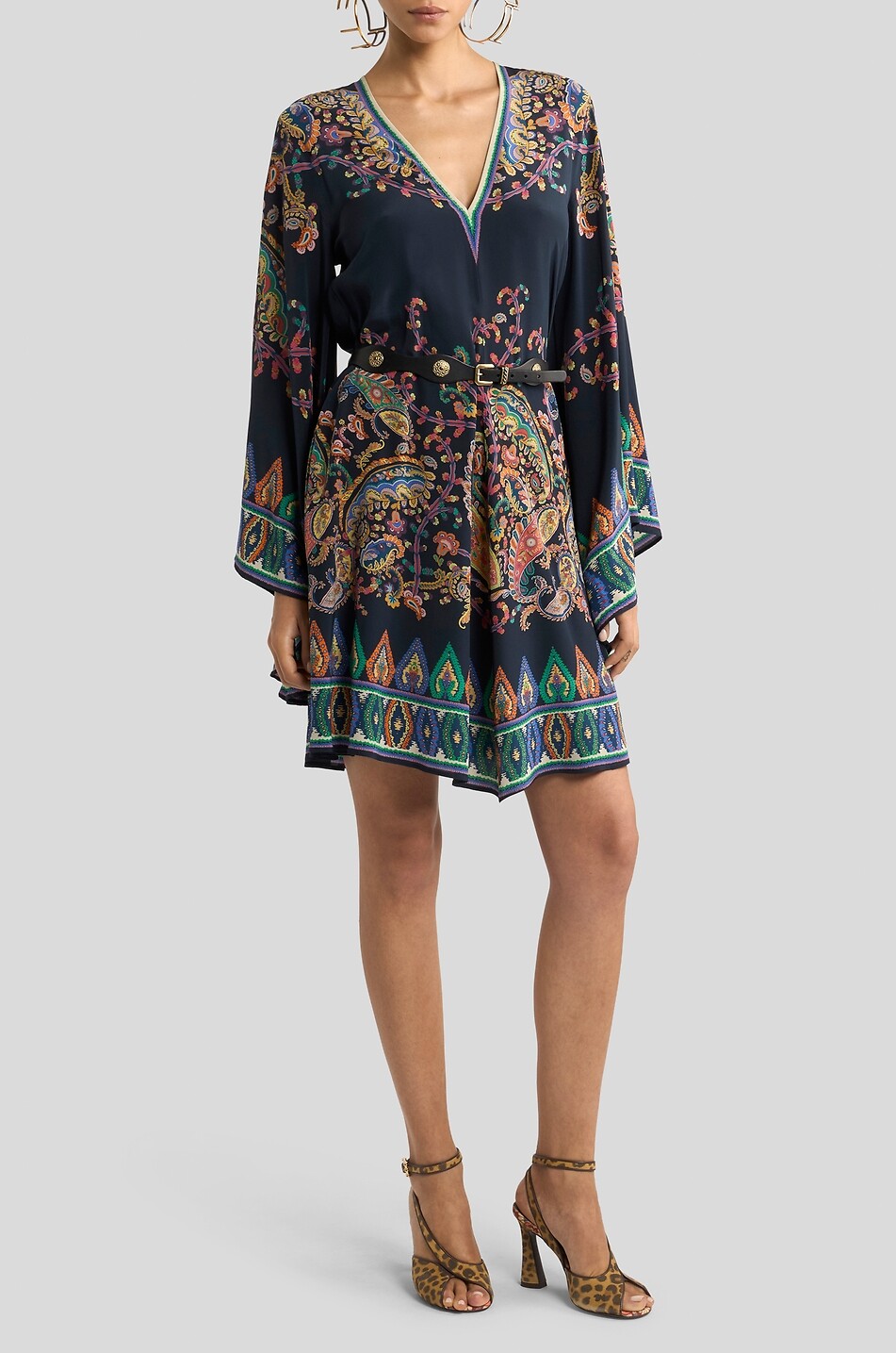 ETRO Floral Paisley Placé V-neck silk min dress Women MULTI COLOURED 3