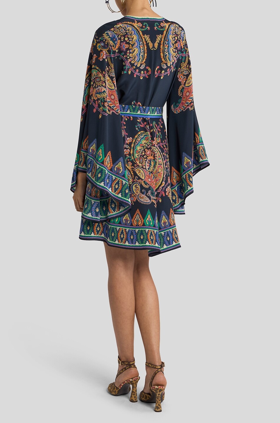 ETRO Floral Paisley Placé V-neck silk min dress Women MULTI COLOURED 4