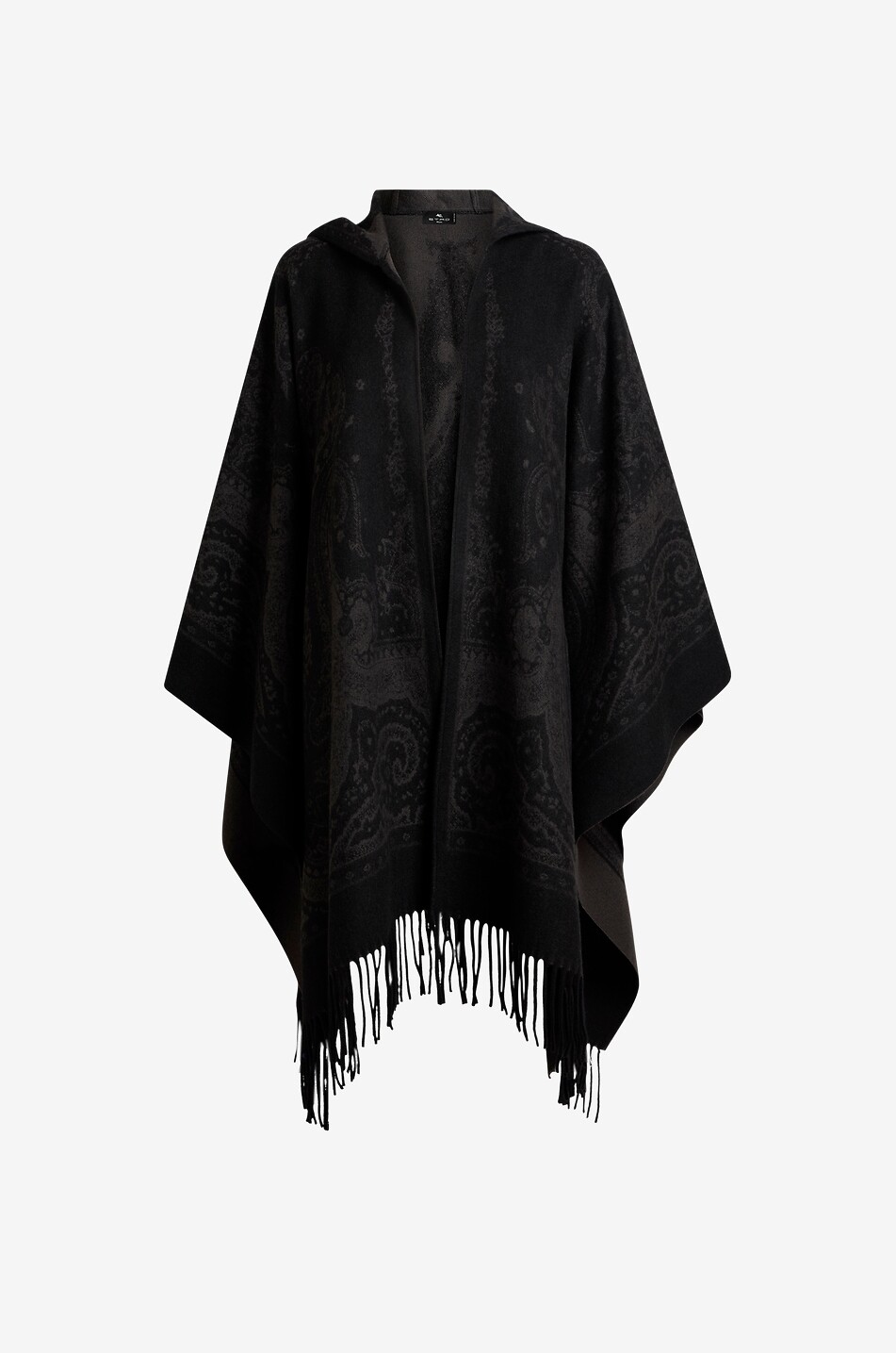 ETRO Cape à capuche en jacquard de laine à franges Femme NOIR 1