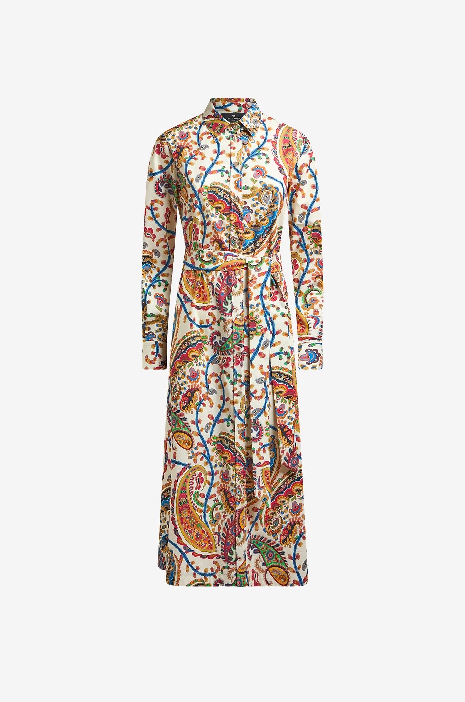 ETRO Robe chemise longue en popeline à ceinture et imprimé paisley floral Femme MULTICOLORE 1