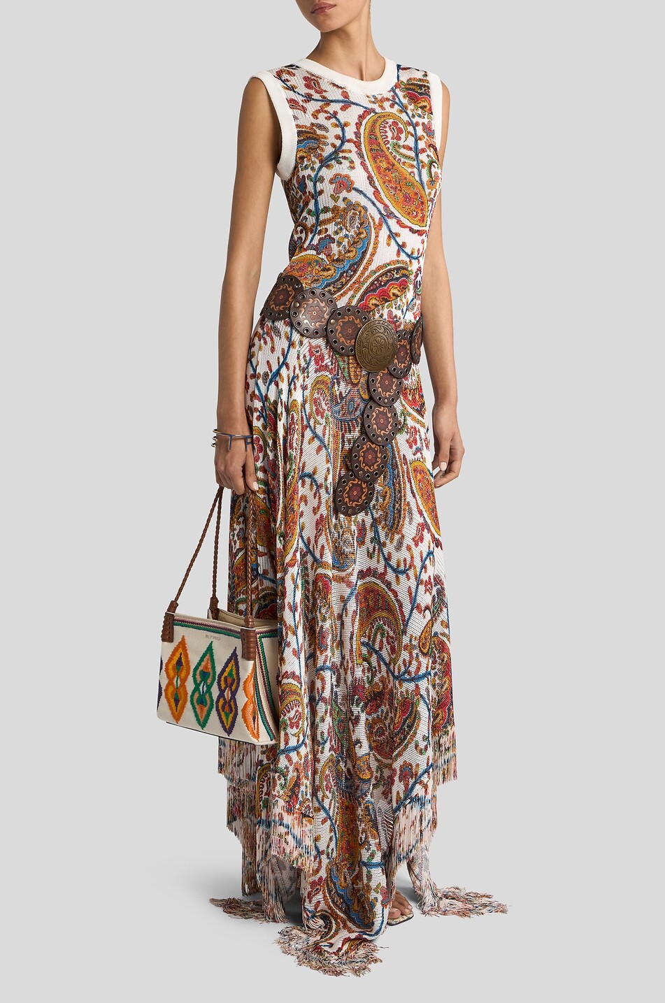 ETRO Paisley printed asymmetric long knit tank dress Women MULTI COLOURED 3
