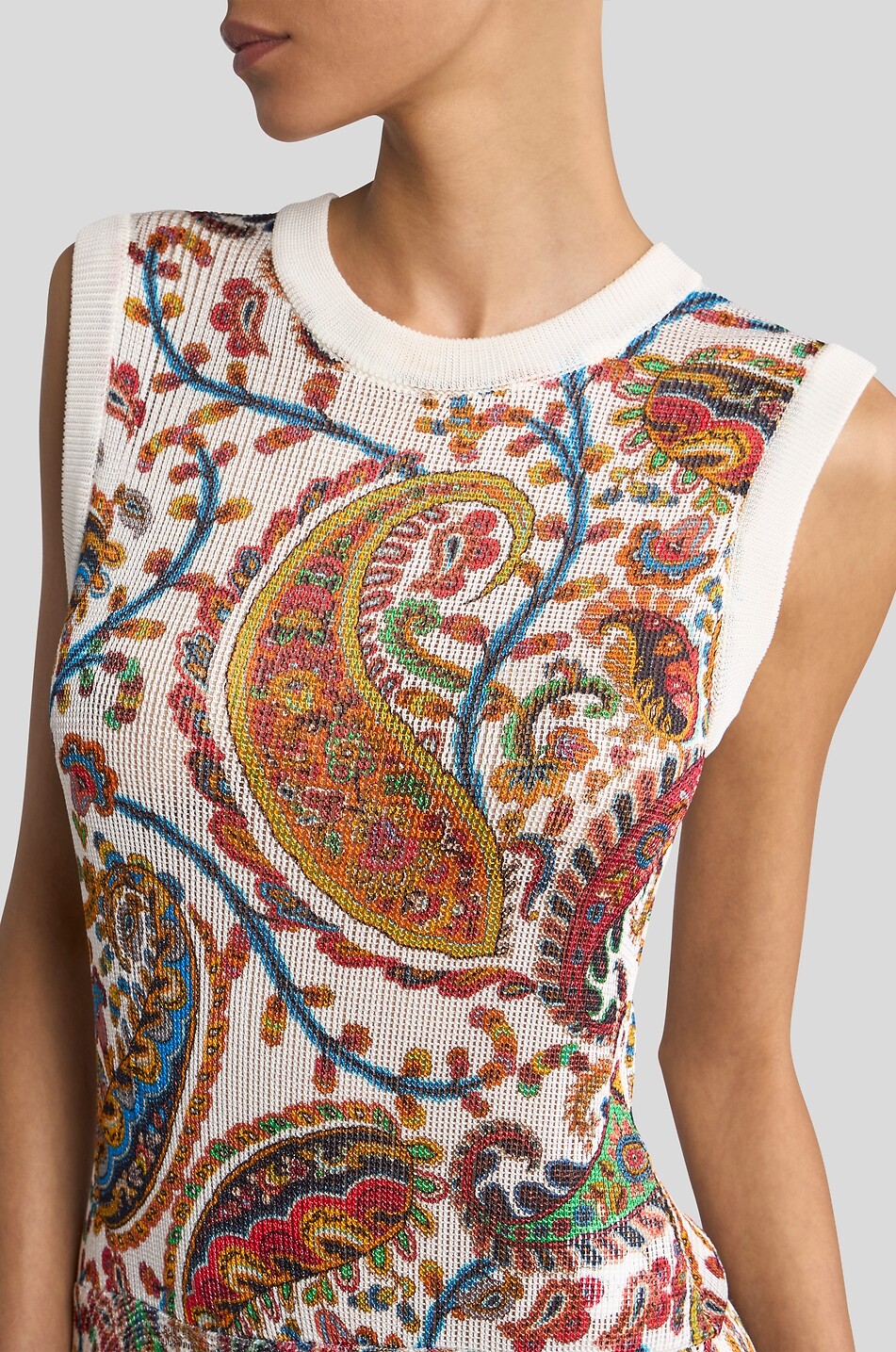 ETRO Paisley printed asymmetric long knit tank dress Women MULTI COLOURED 5