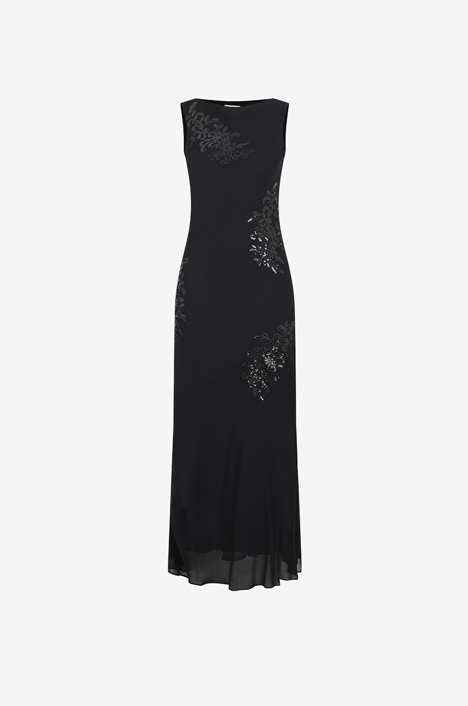 Prescott rhinestone embellished georgette fitted maxi dress