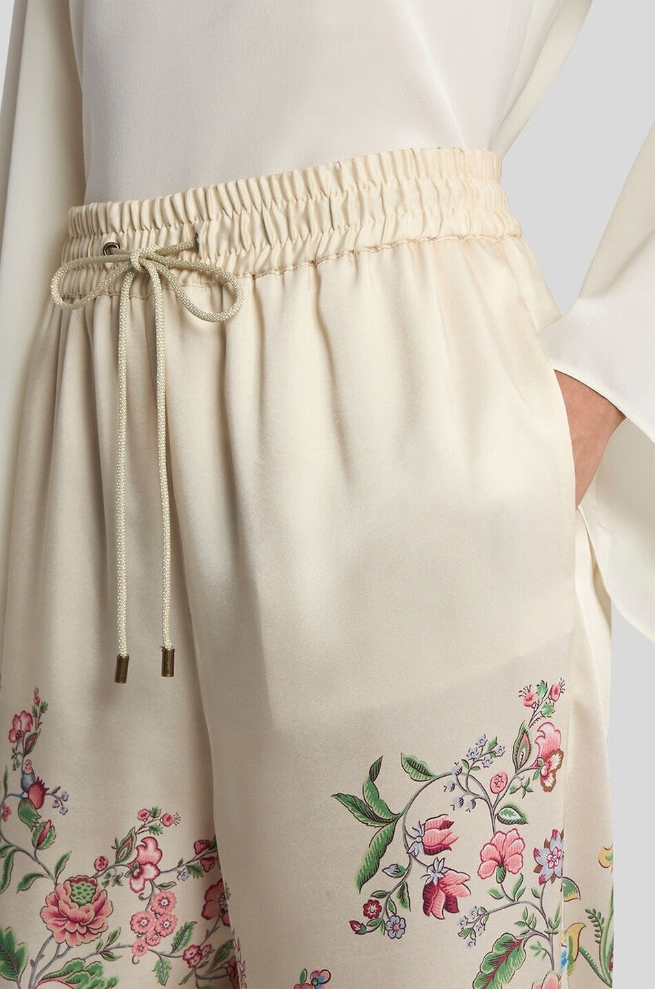 ETRO Wide-leg floral and bird printed twill trousers Women MULTI COLOURED 4