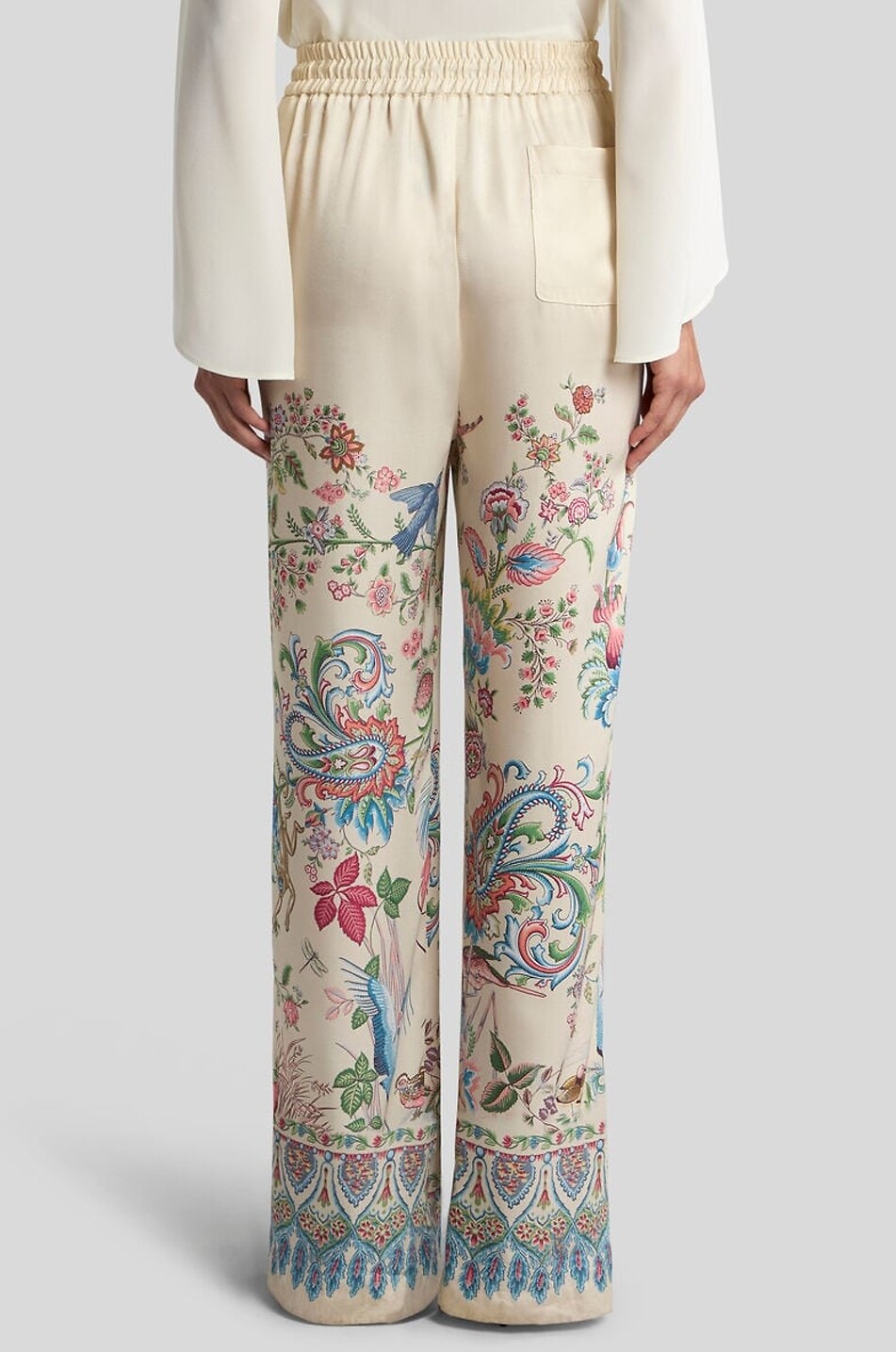 ETRO Wide-leg floral and bird printed twill trousers Women MULTI COLOURED 3