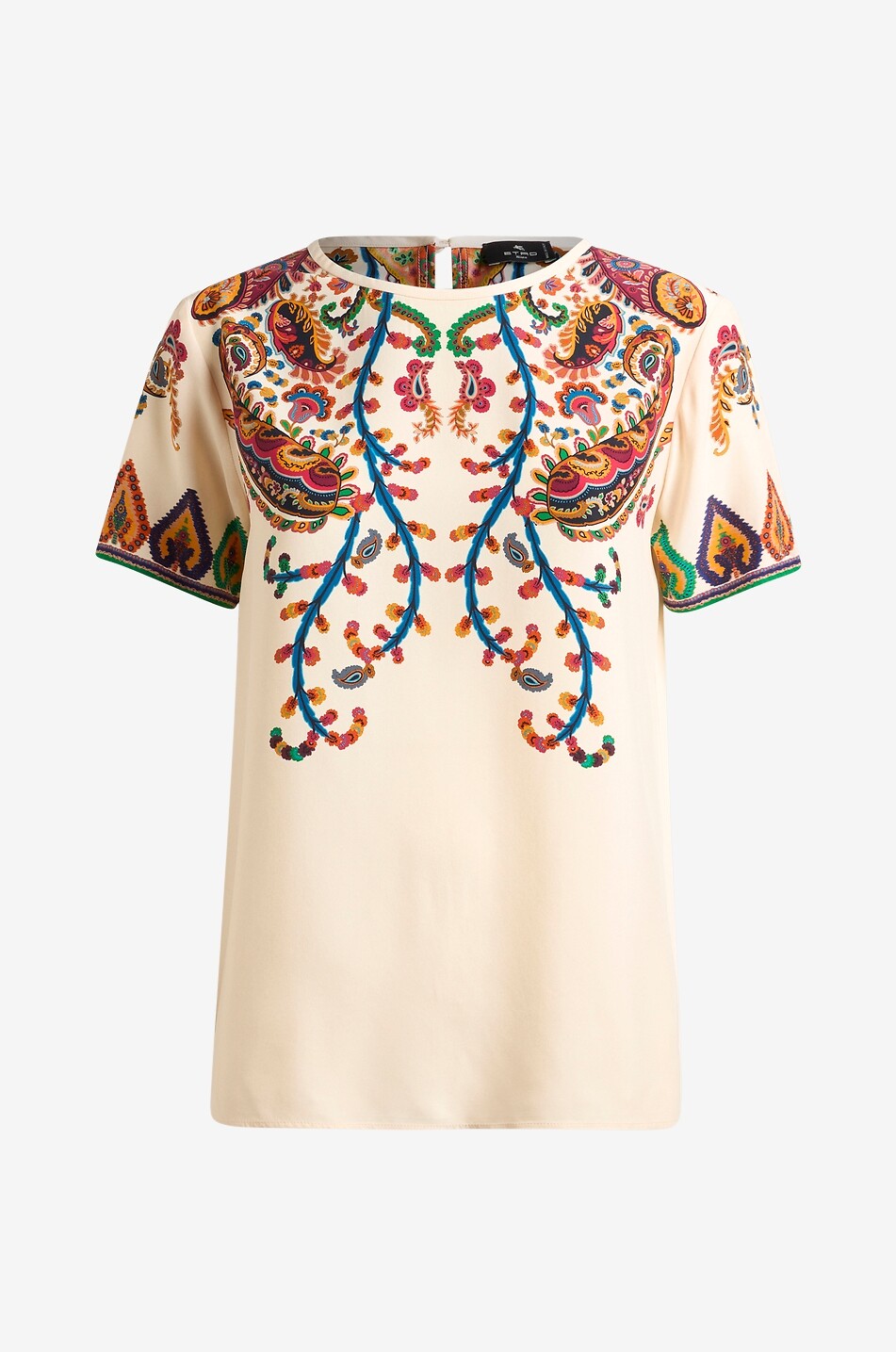 Kurzarm-T-Shirt aus Seide mit Print Floral Paisley Placé