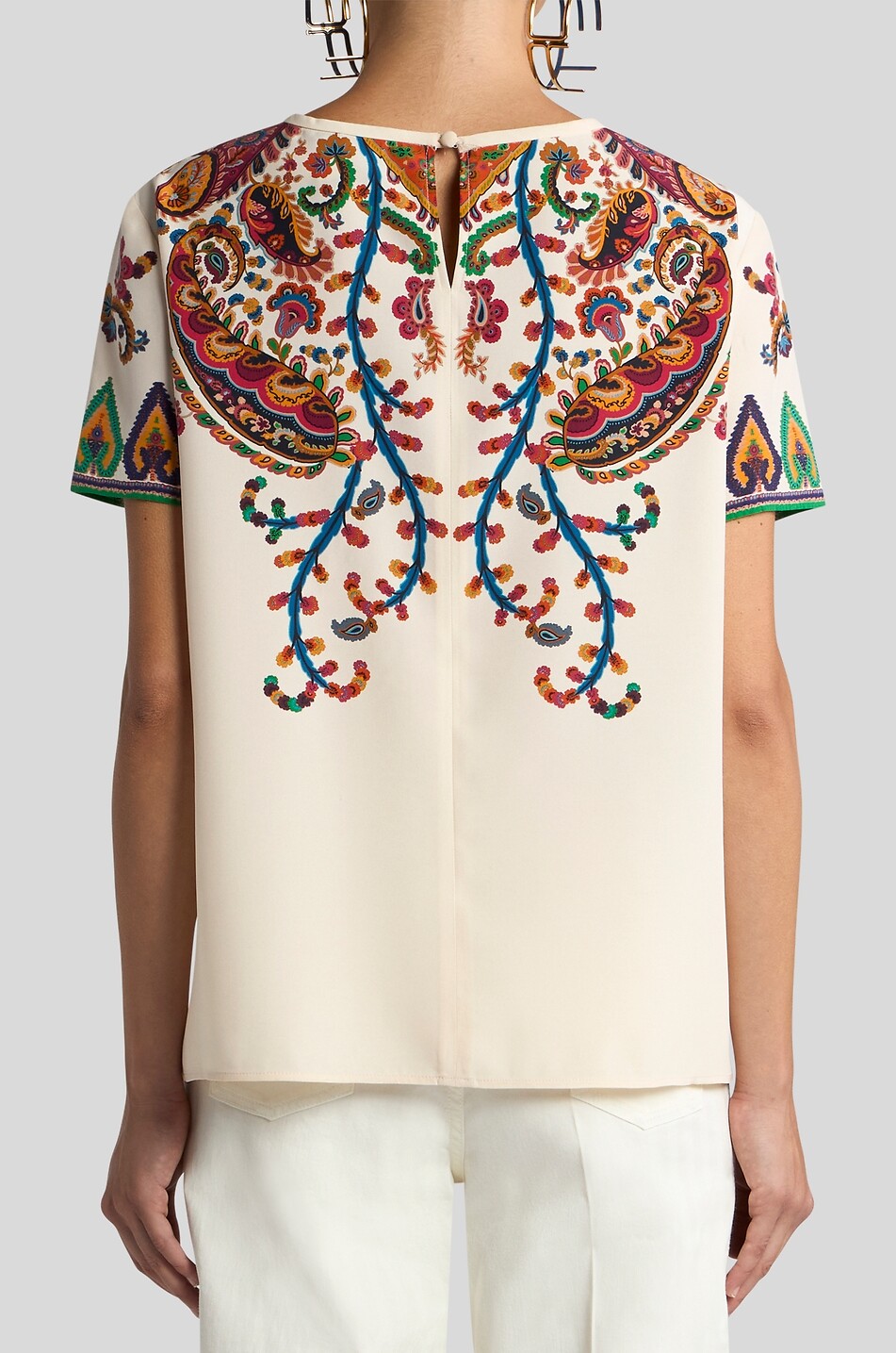 ETRO Kurzarm-T-Shirt aus Seide mit Print Floral Paisley Placé Damen BUNT 4