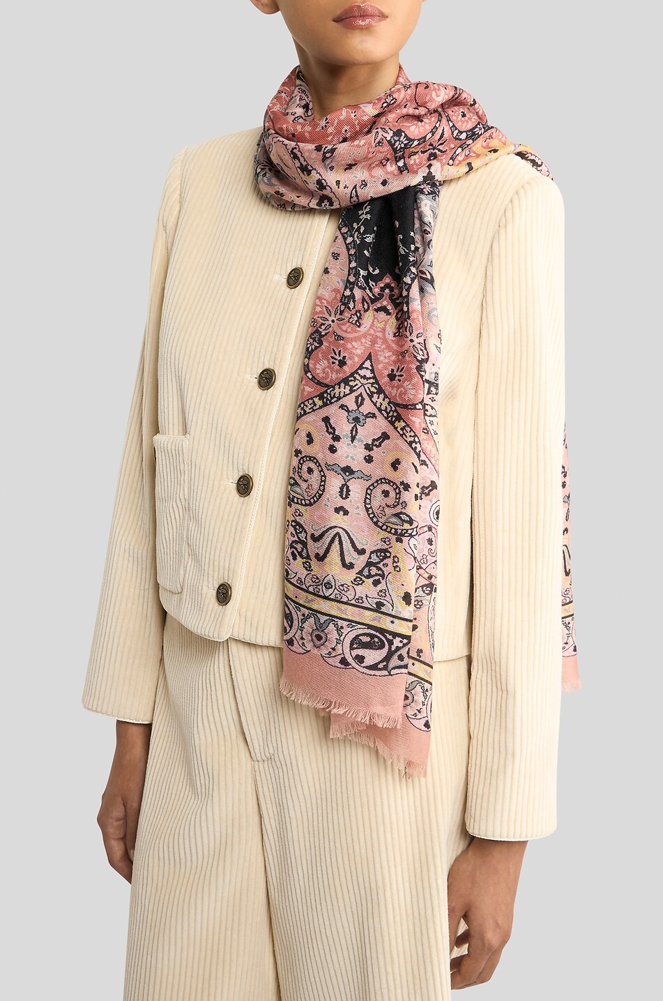 ETRO Écharpe en laine et cachemire mélangée motif tapis bohème Femme MULTICOLORE 2