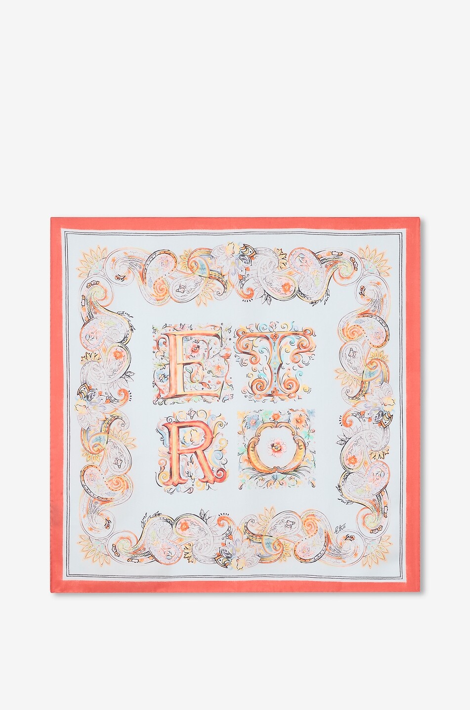 Foulard carré en soie imprimé logo fleuri