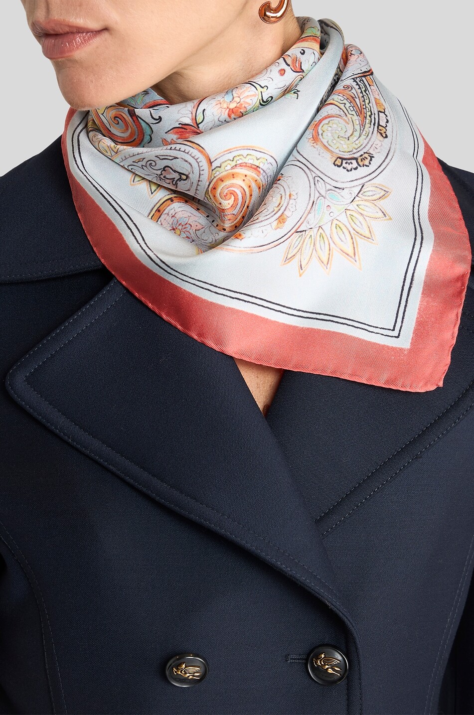 ETRO Foulard carré en soie imprimé logo fleuri Femme MULTICOLORE 2