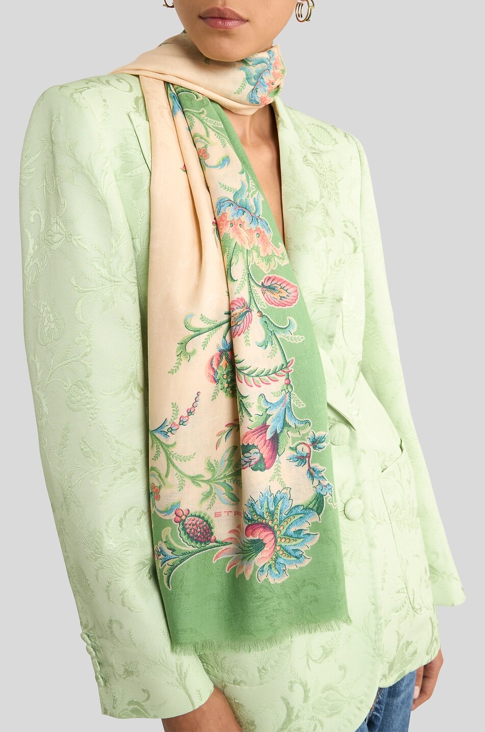 ETRO Rectangular modal and cotton floral scarf Women MULTI COLOURED 2