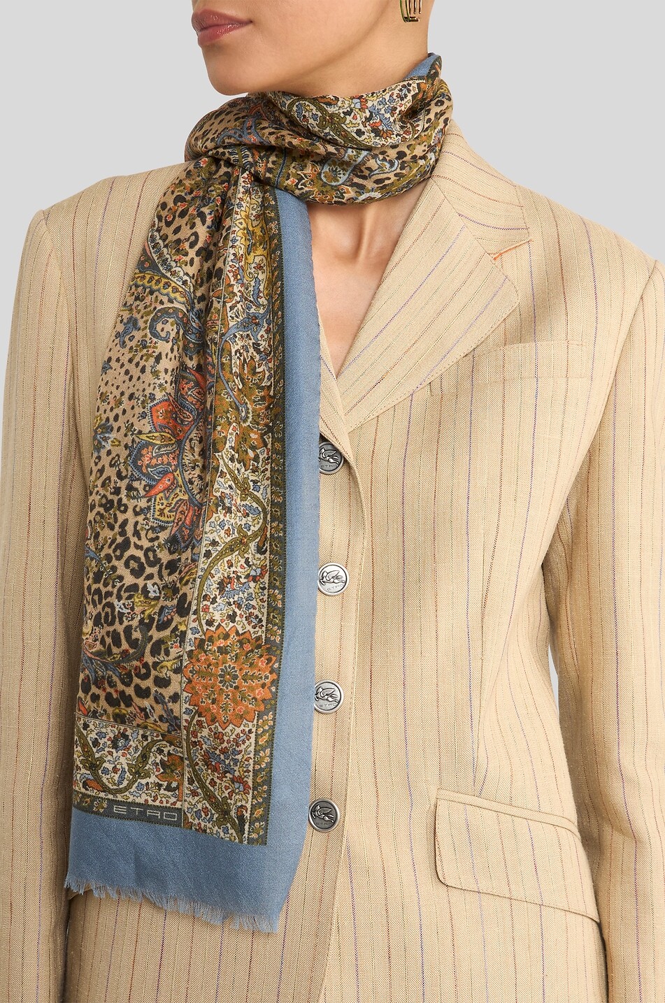 ETRO Animal Paisley cashmere and silk blend scarf Women MULTI COLOURED 2