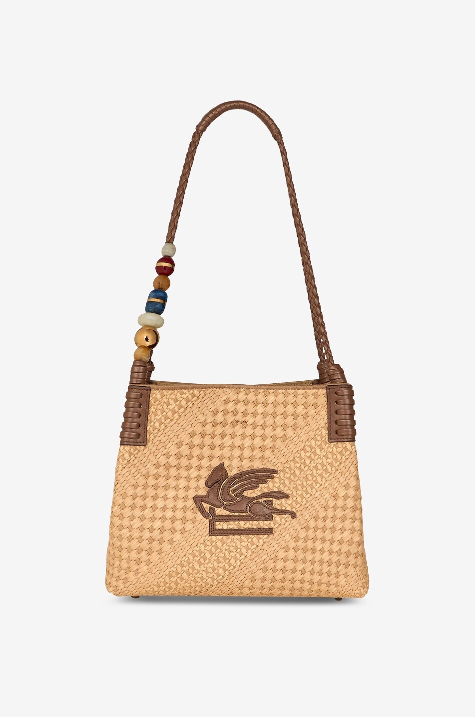 ETRO Sac cabas en raphia tressé brodé Libra Small Femme BEIGE 1