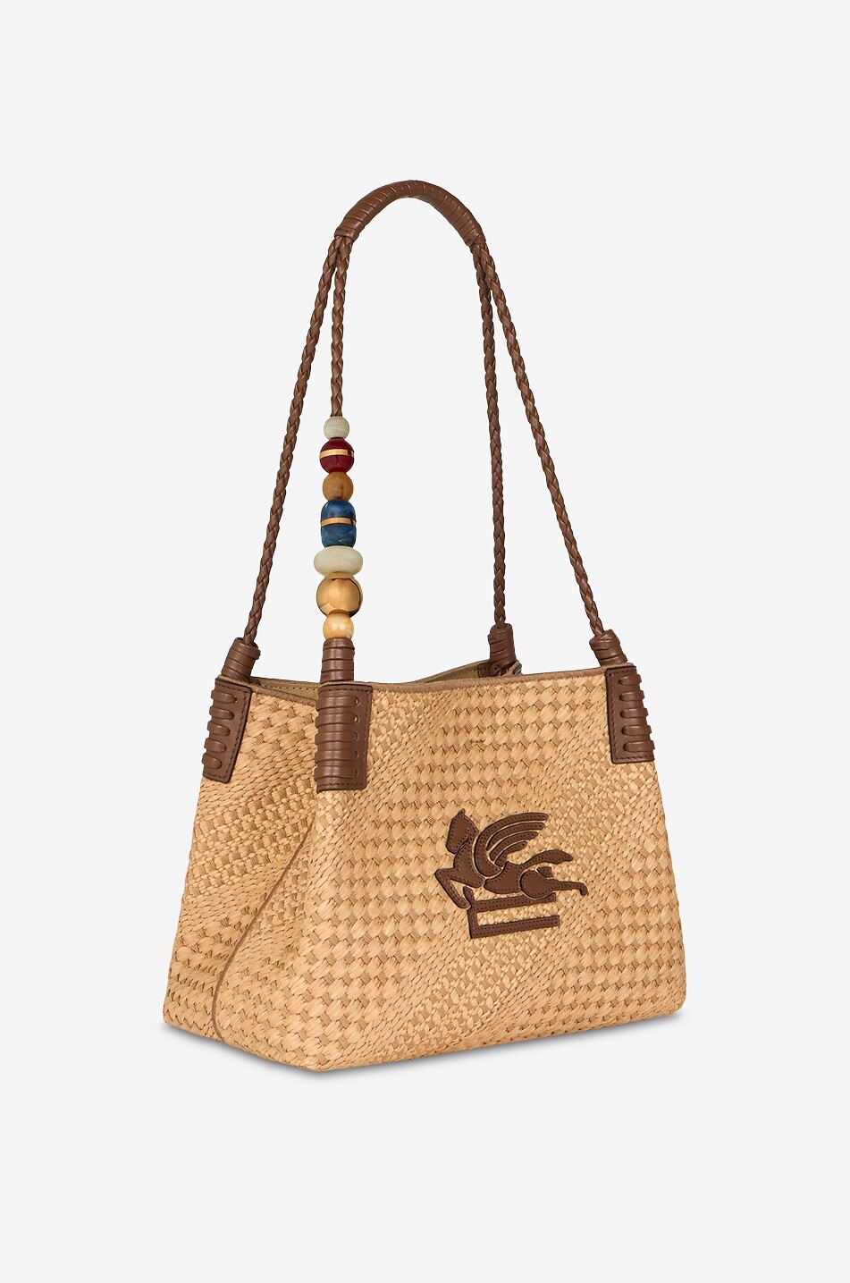 ETRO Sac cabas en raphia tressé brodé Libra Small Femme BEIGE 2