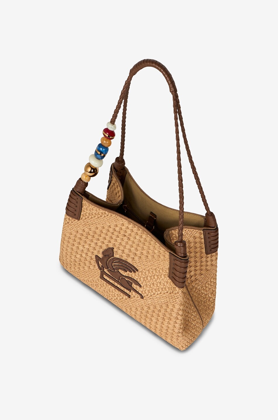 ETRO Sac cabas en raphia tressé brodé Libra Small Femme BEIGE 5