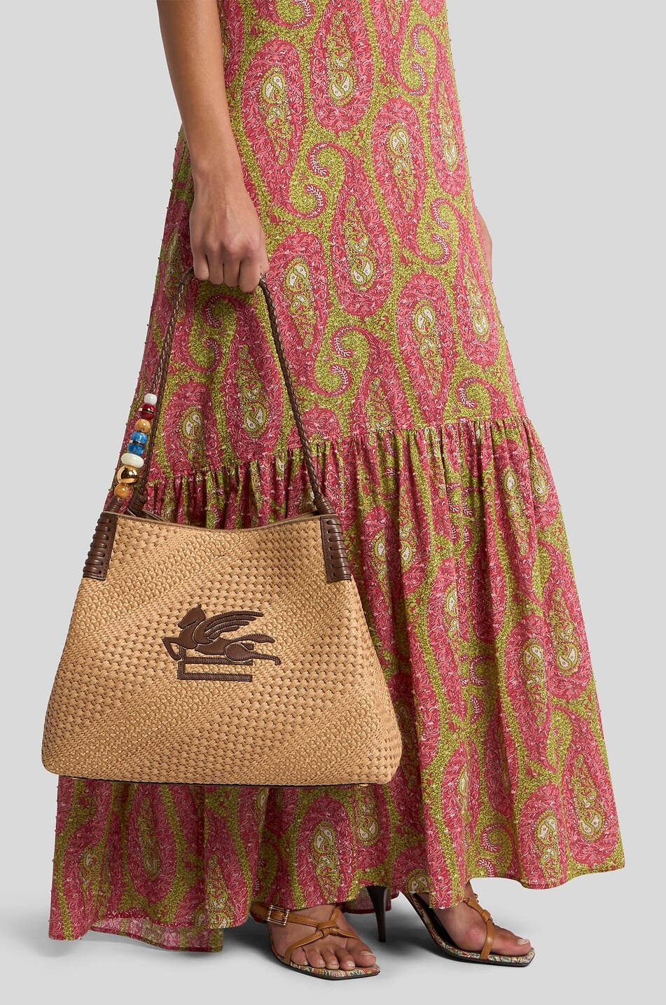 ETRO Libra Large woven raffia tote bag Women BEIGE 3