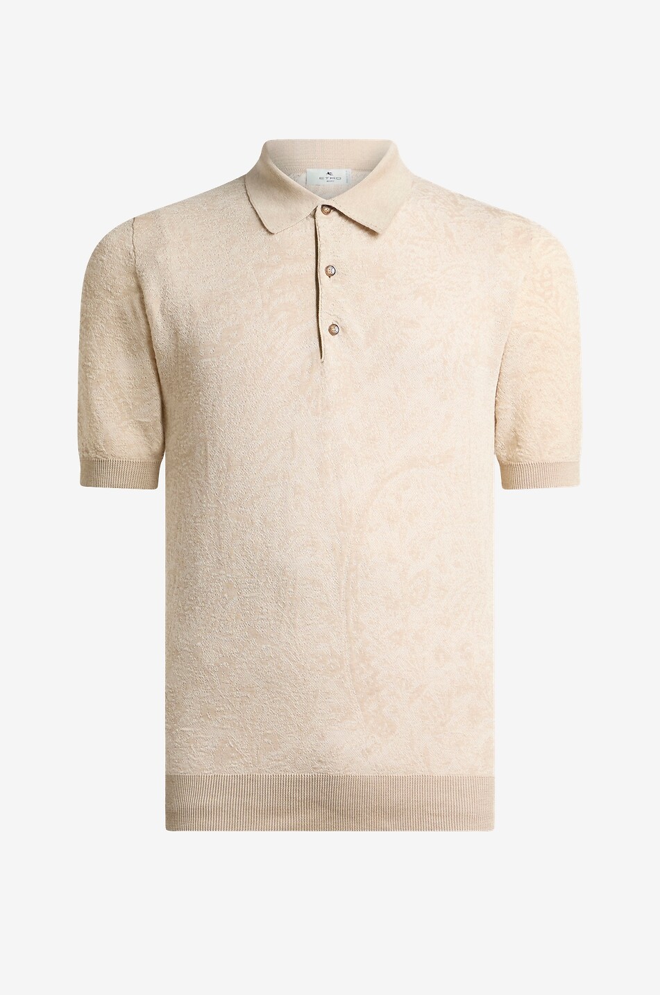 ETRO Polo à manches courtes en maille jacquard Paisley de coton Homme Beige clair 1