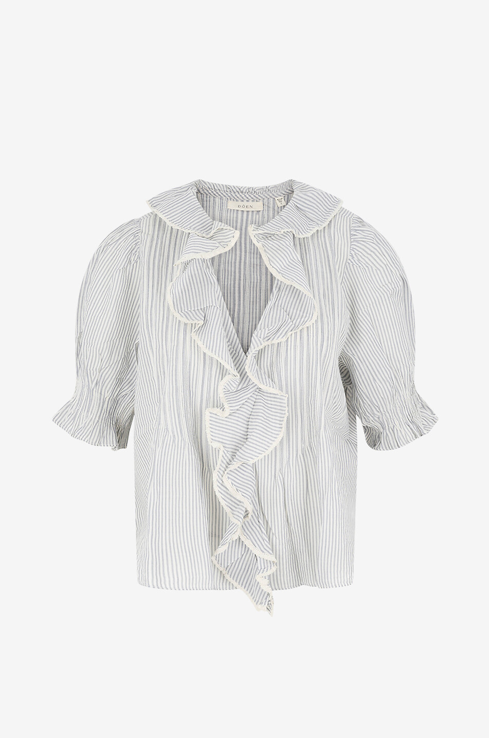 Henri striped puff-sleeve cotton blouse