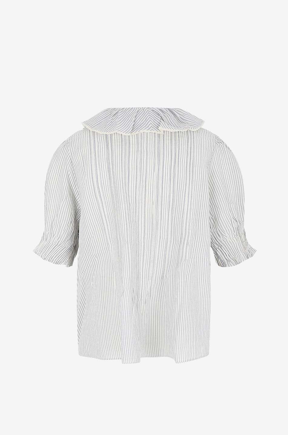 DÔEN Henri striped puff-sleeve cotton blouse Women BLUE 2