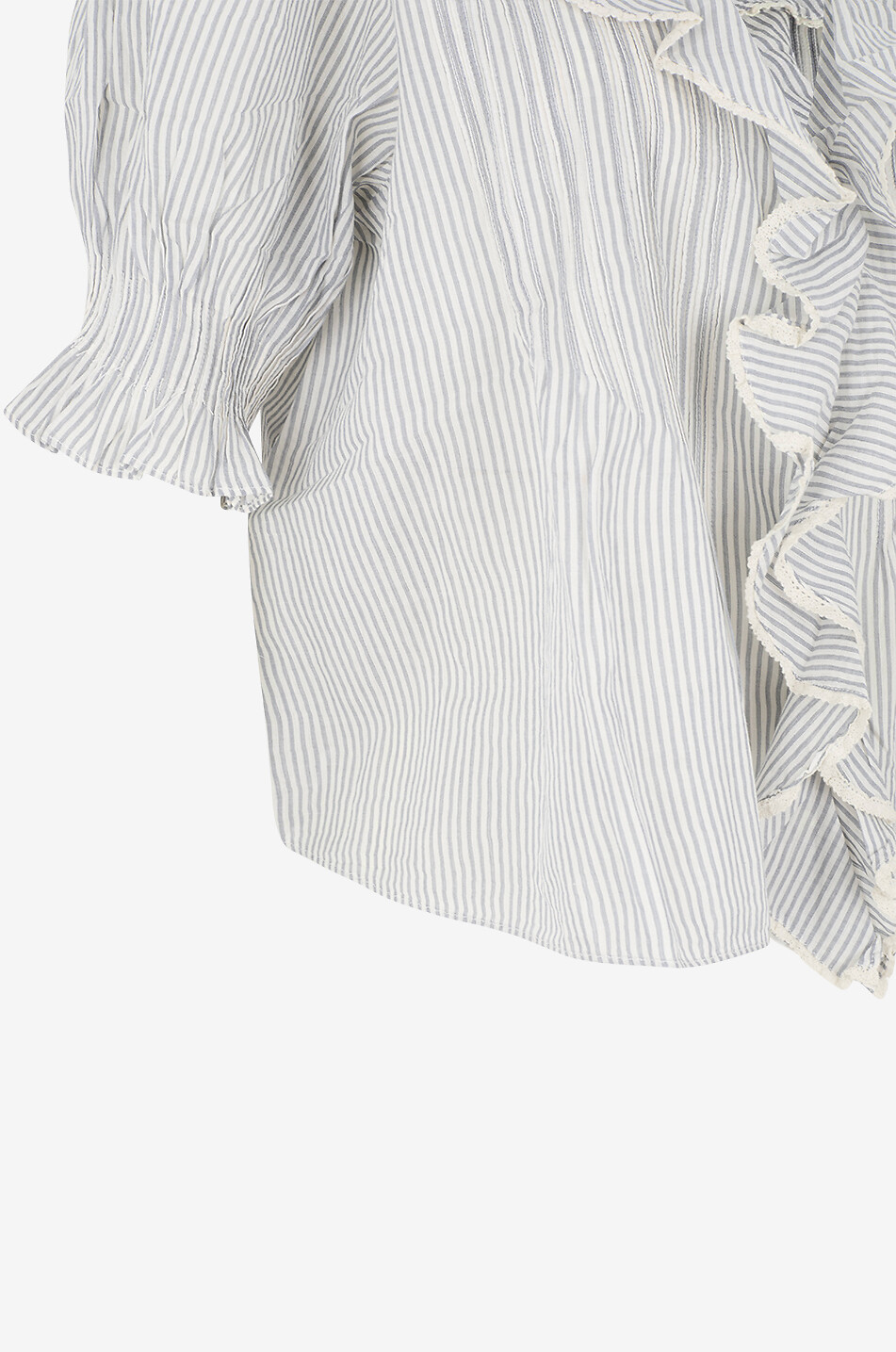 DÔEN Henri striped puff-sleeve cotton blouse Women BLUE 3