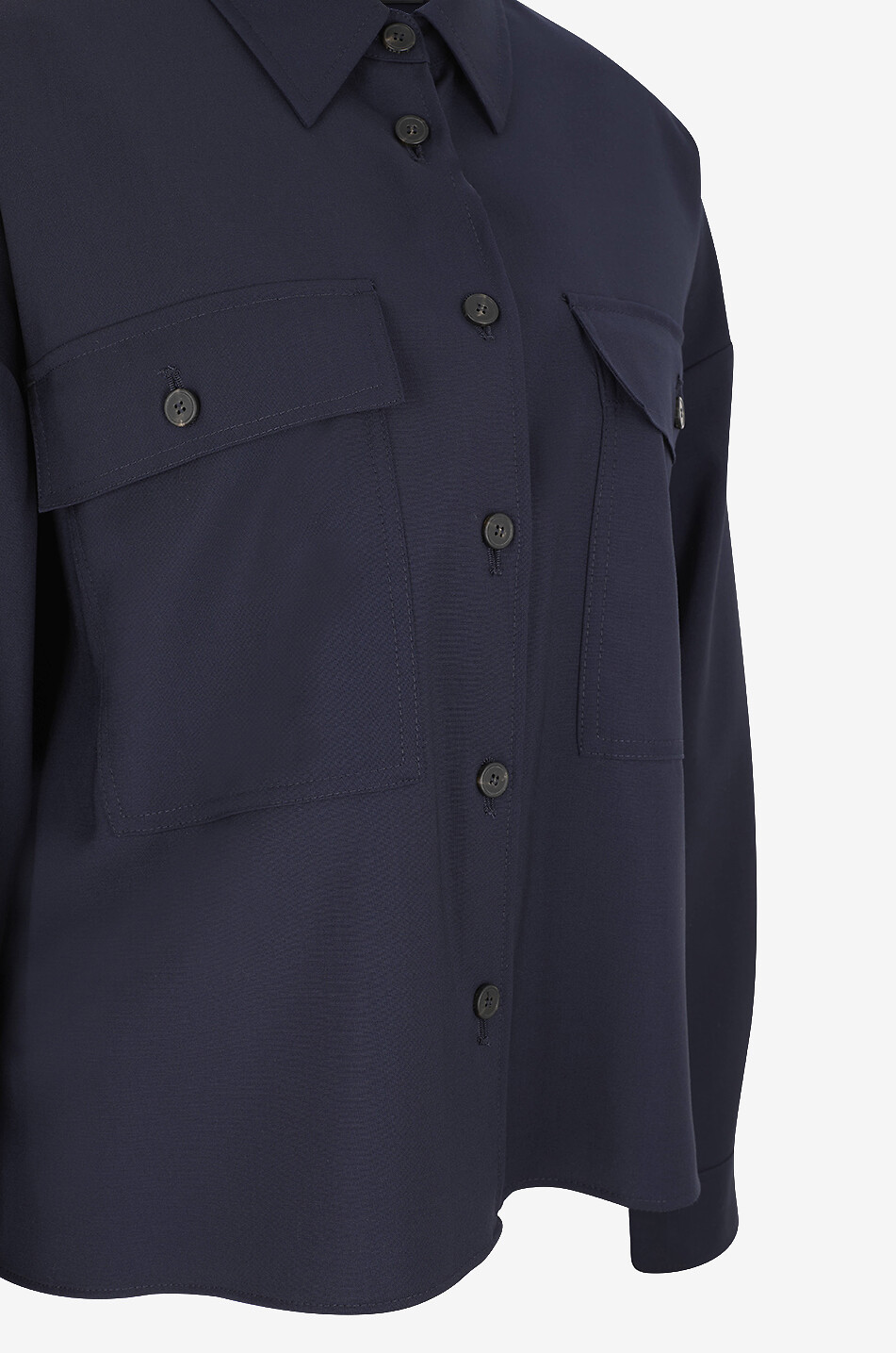 WEEKEND MAX MARA Mulino virgin wool cropped shirt jacket Women DARK BLUE 3