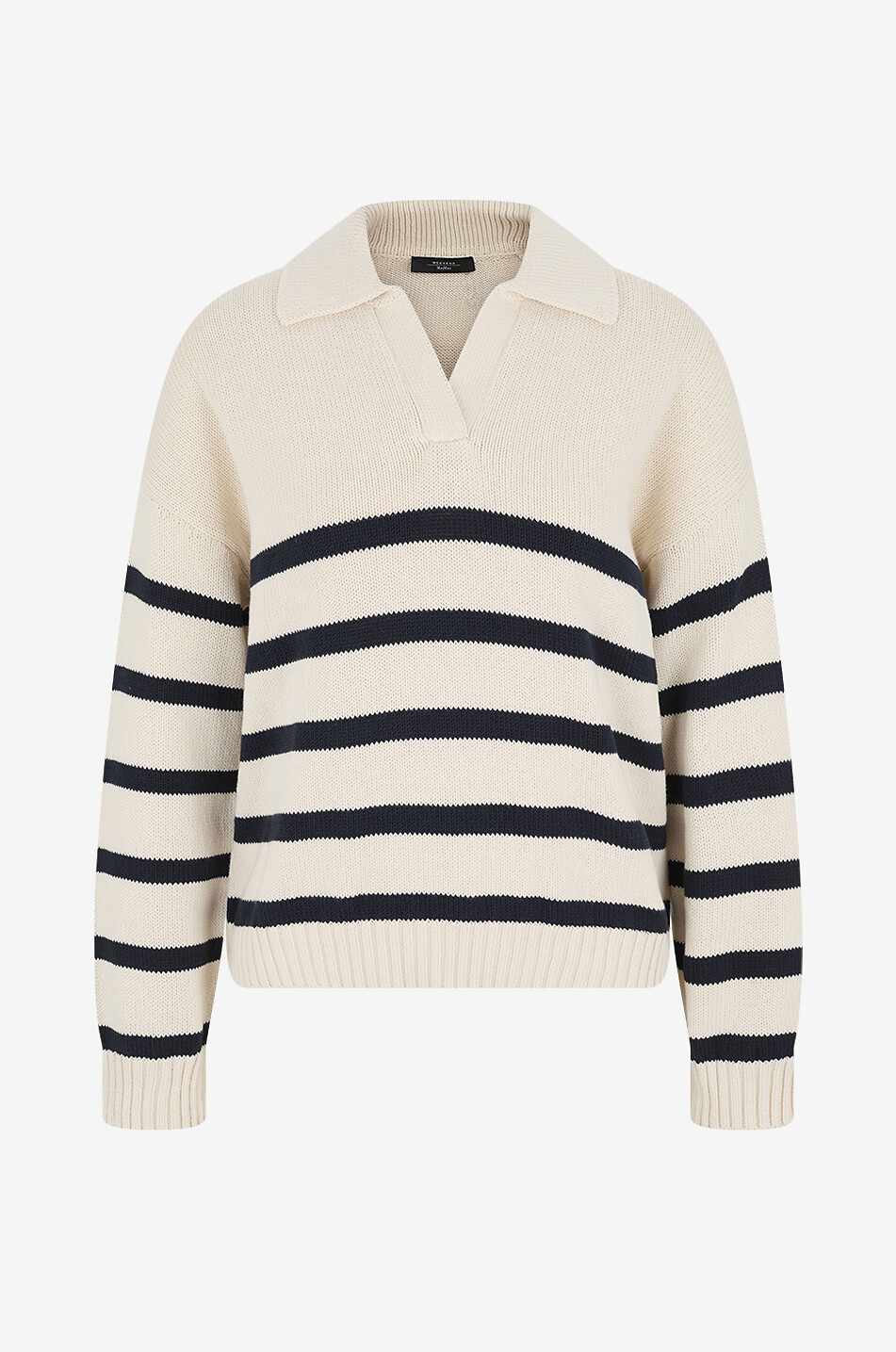 WEEKEND MAX MARA Panfilo striped cotton knit polo shirt Women DARK BLUE 1