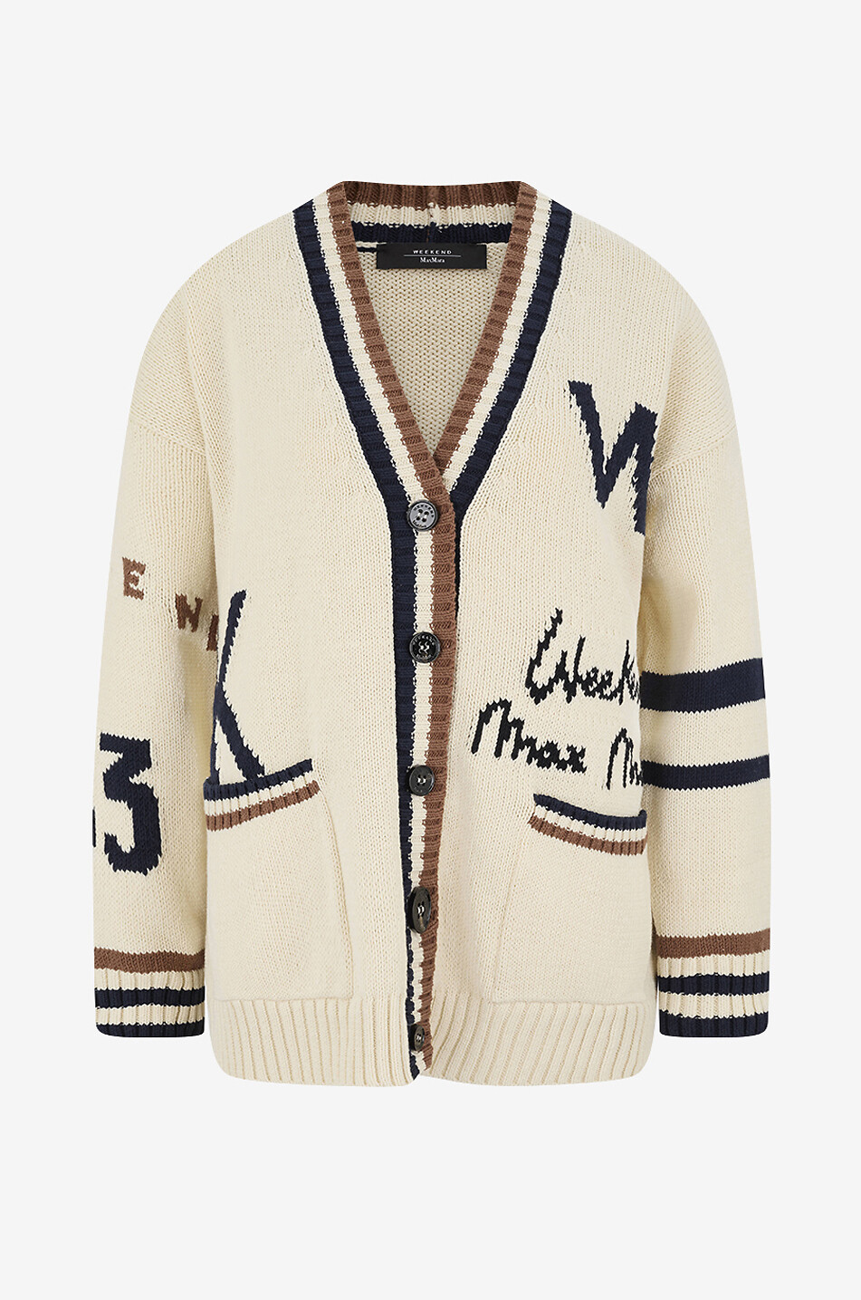 WEEKEND MAX MARA Cardigan jacquard à col V en coton Blasone Femme NOIR 1