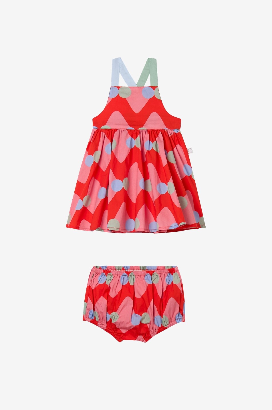 STELLA McCARTNEY KID Zigzag & Dots cotton baby dress and bloomers set Baby MULTI COLOURED 1
