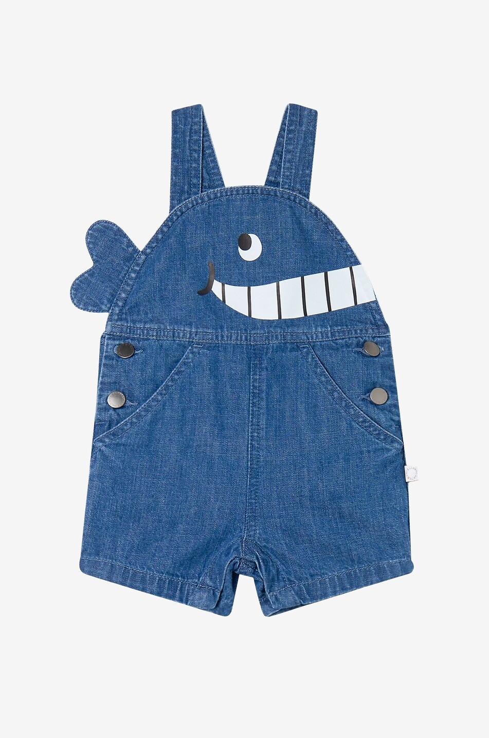 Whale denim baby dungarees